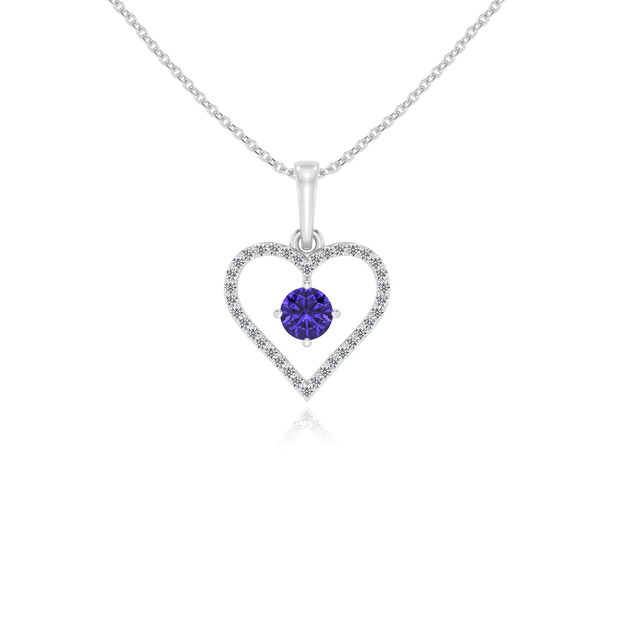 lab grown tanzanite round infinity necklaces in platinum