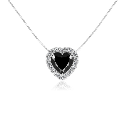 natural black onyx heart solitaire necklaces in white gold