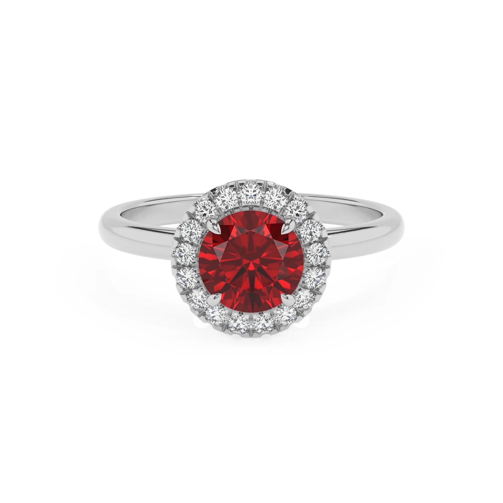 lab grown ruby round solitaire rings in platinum