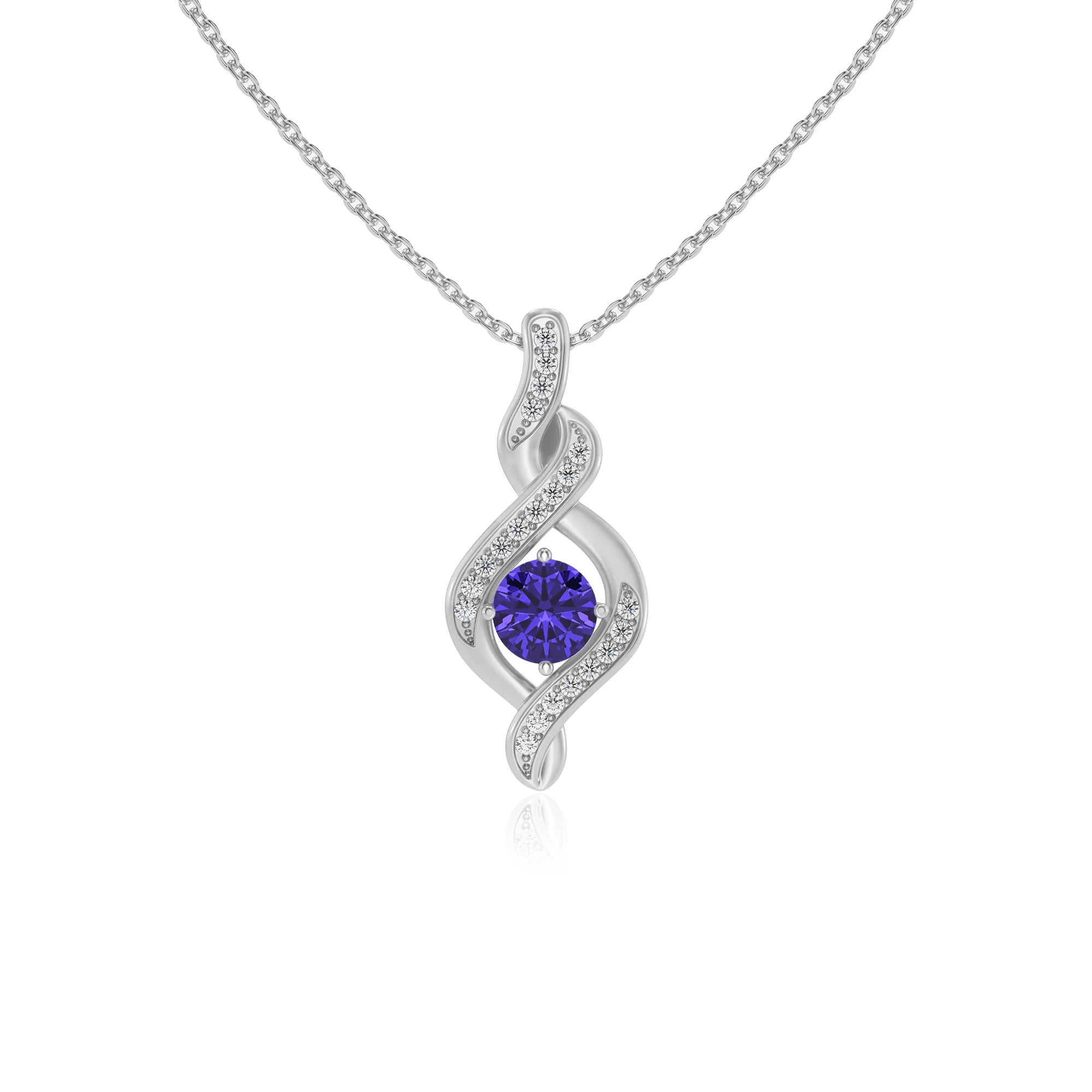 lab grown tanzanite round solitaire necklaces in sterling silver