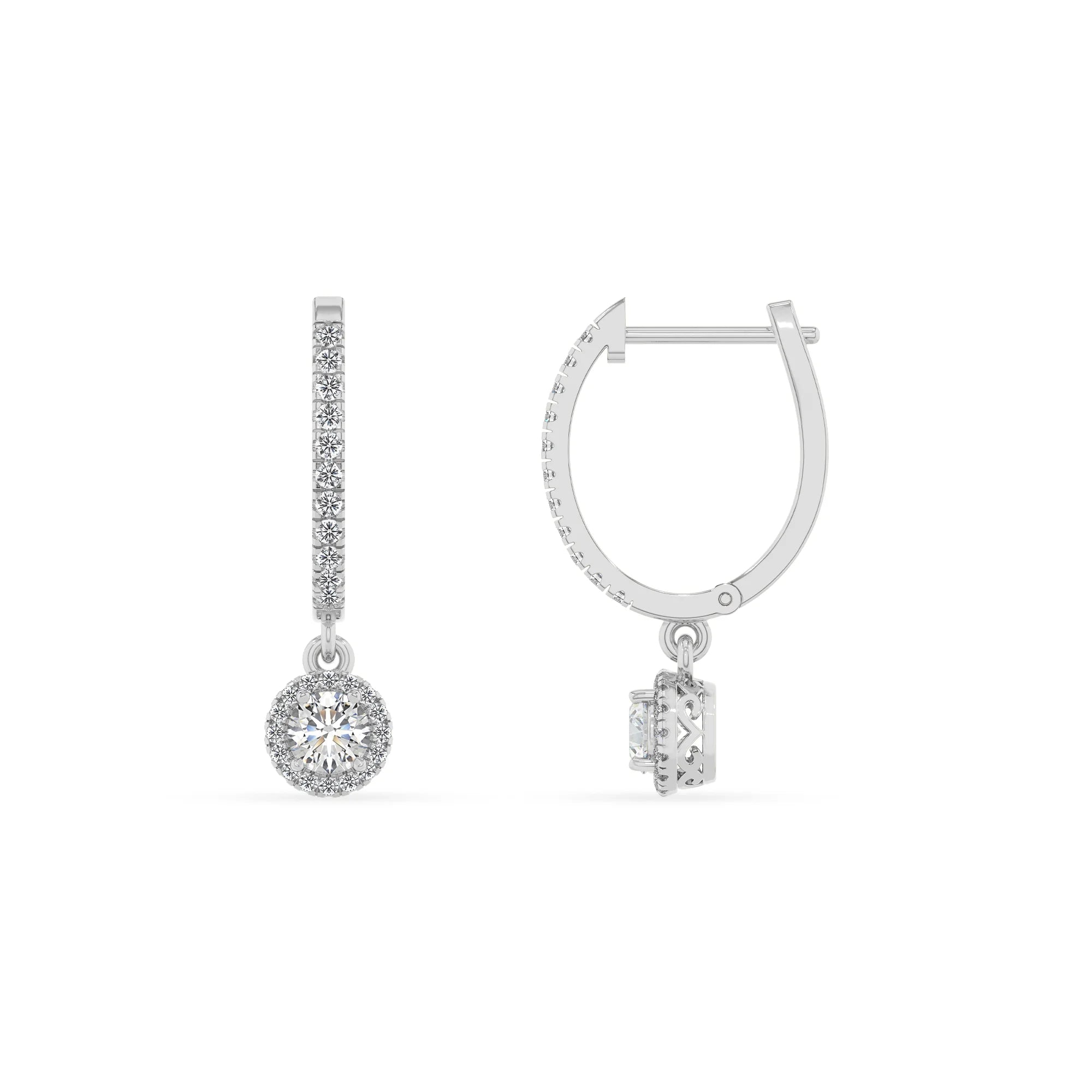 lab grown moissanite round drop earrings in sterling silver