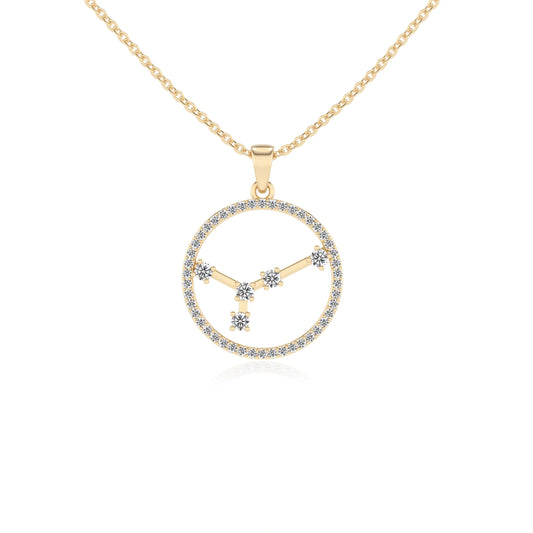 lab grown moissanite round necklaces in yellow gold