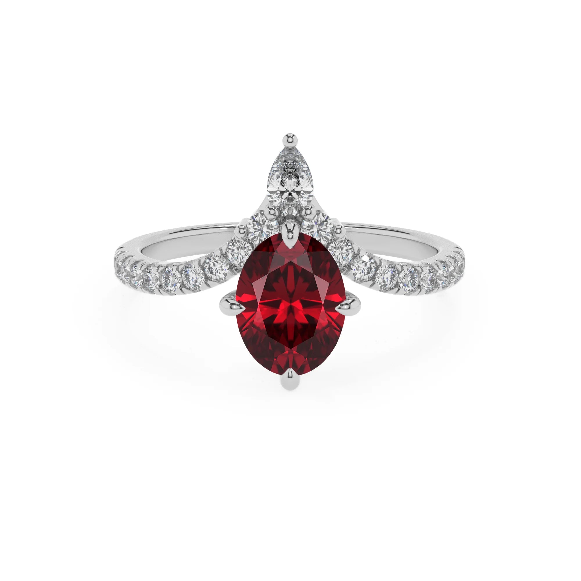 lab grown ruby oval solitaire rings in white gold