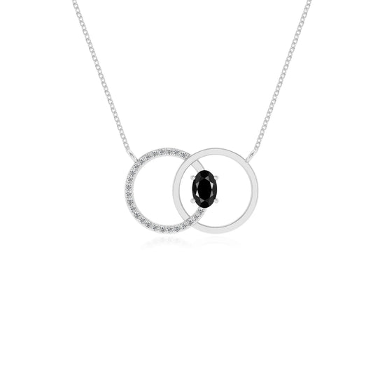natural black onyx oval solitaire necklaces in white gold
