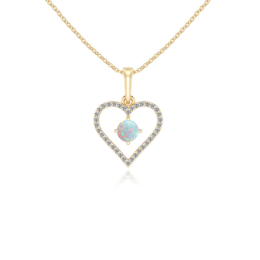 lab grown opal round infinity necklaces in yellow gold