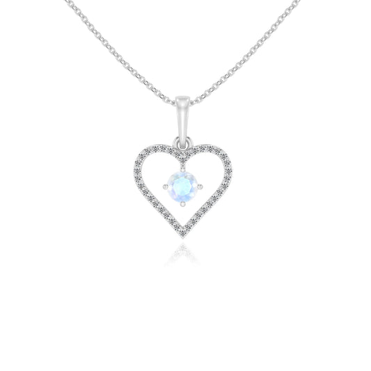 natural rainbow-moonstone round infinity necklaces in white gold