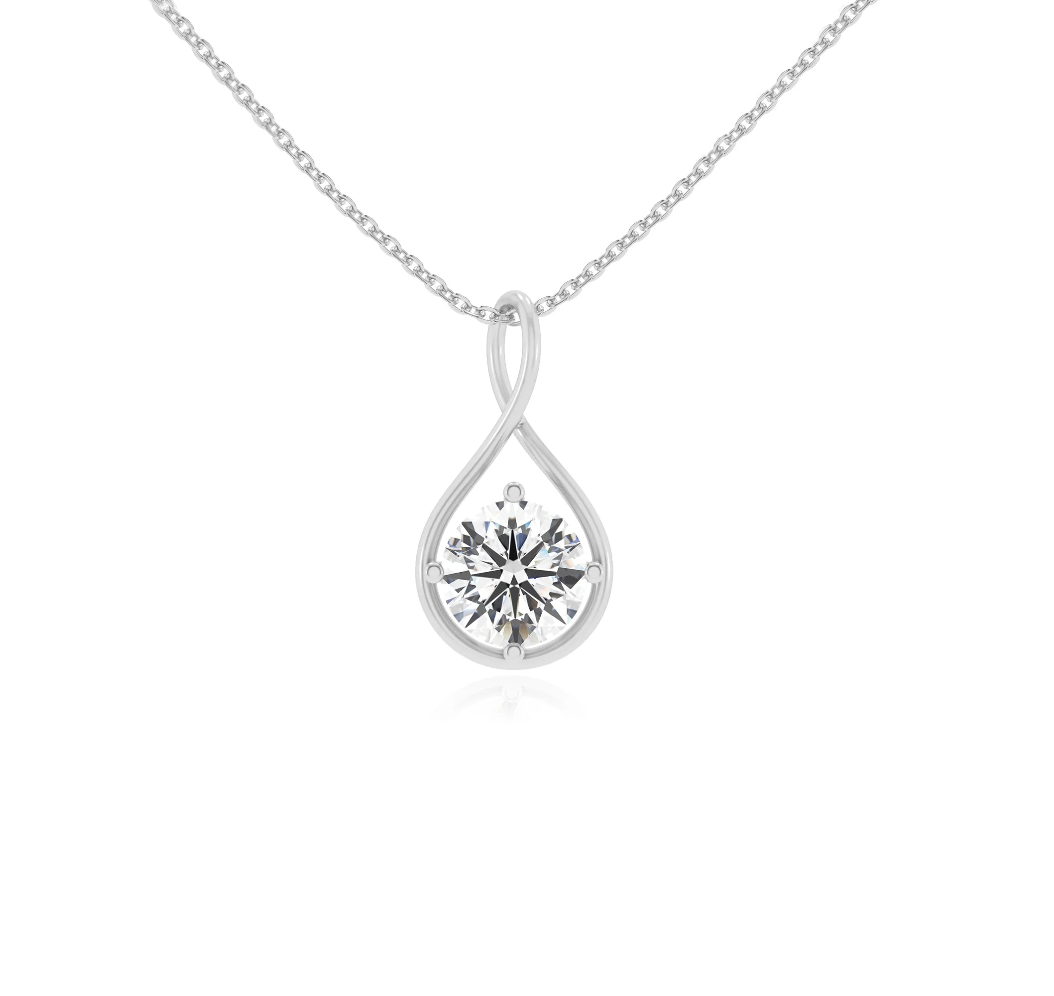 lab grown moissanite round solitaire necklaces in sterling silver