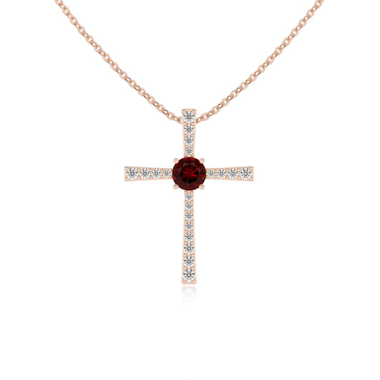 natural garnet round infinity necklaces in rose gold