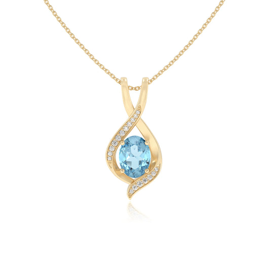 lab grown aquamarine oval solitaire necklaces in yellow gold