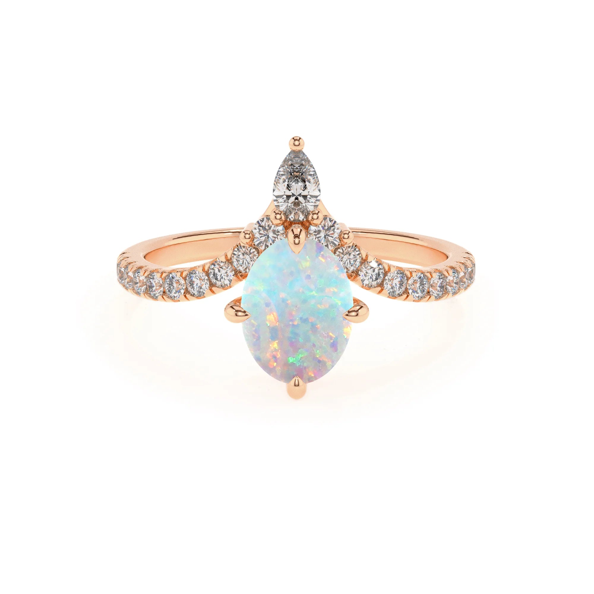 lab grown opal oval solitaire rings in rose gold
