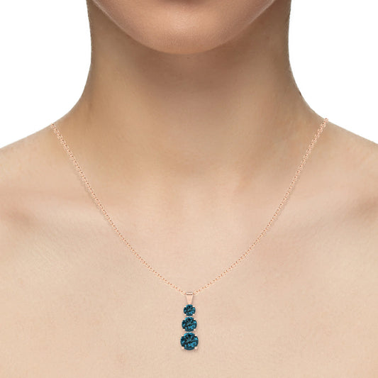 natural london-blue-topaz round bar v-bale necklaces in rose gold