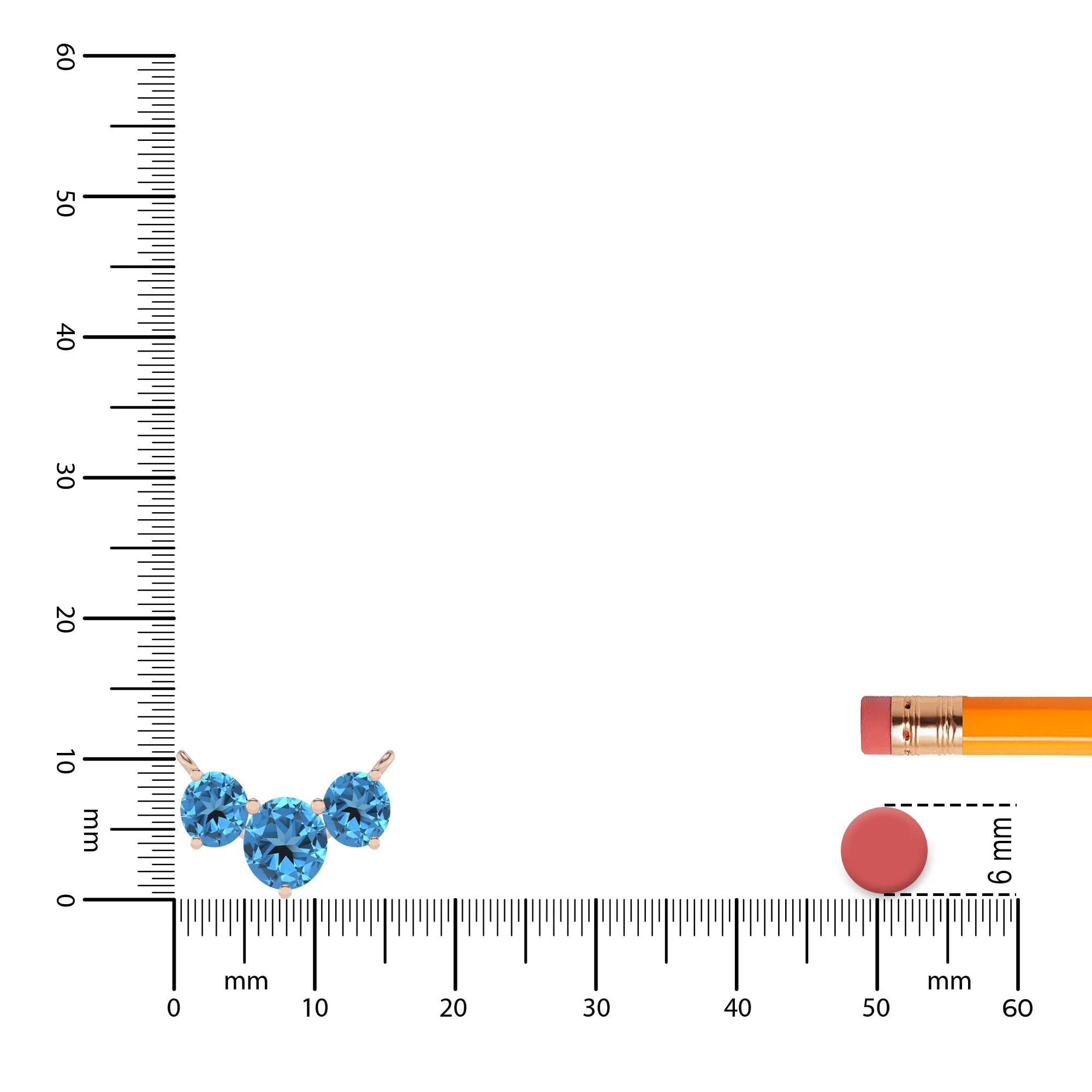 natural swiss-blue-topaz round solitaire v-bale necklaces in rose gold