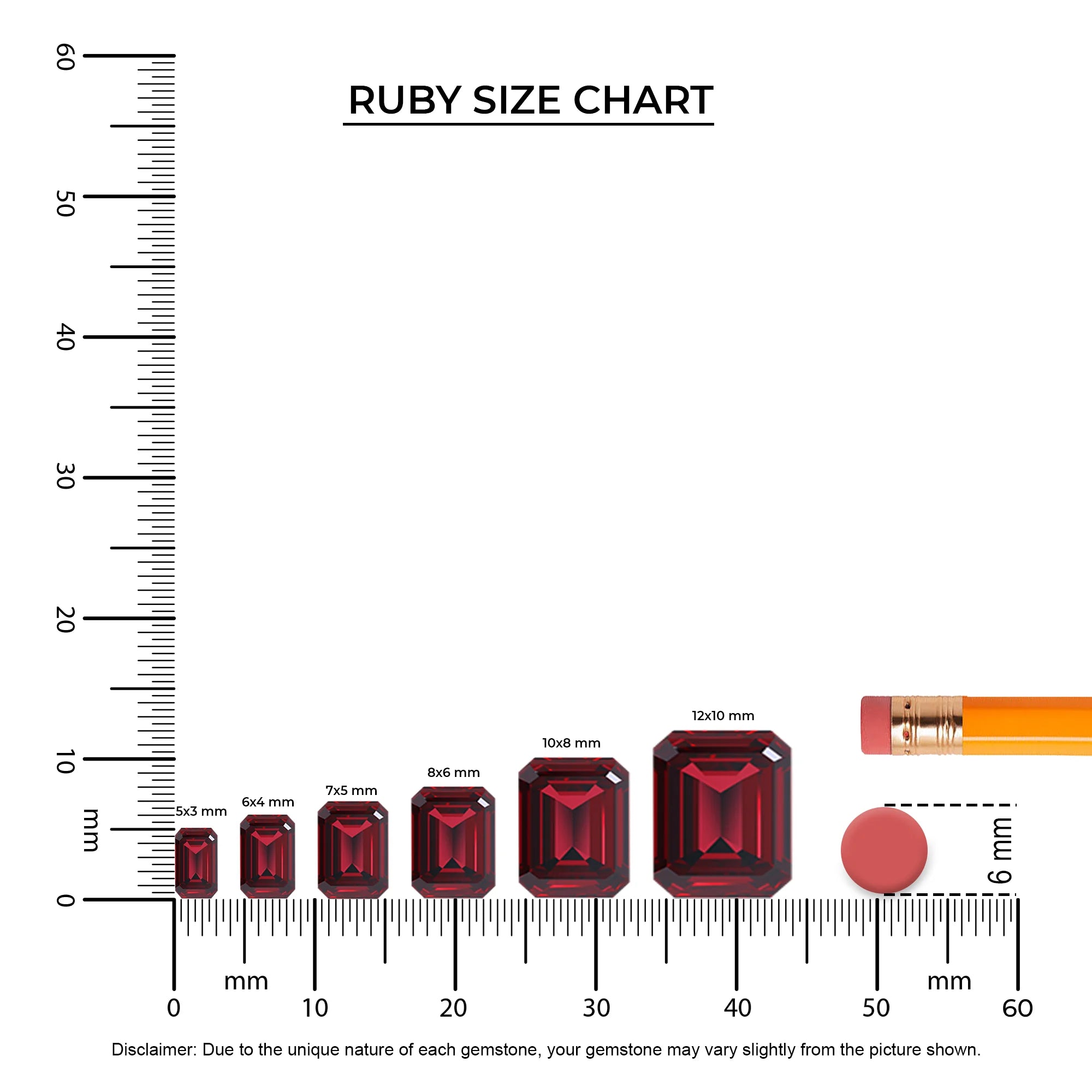 lab grown ruby emerald cut solitaire necklaces in yellow gold