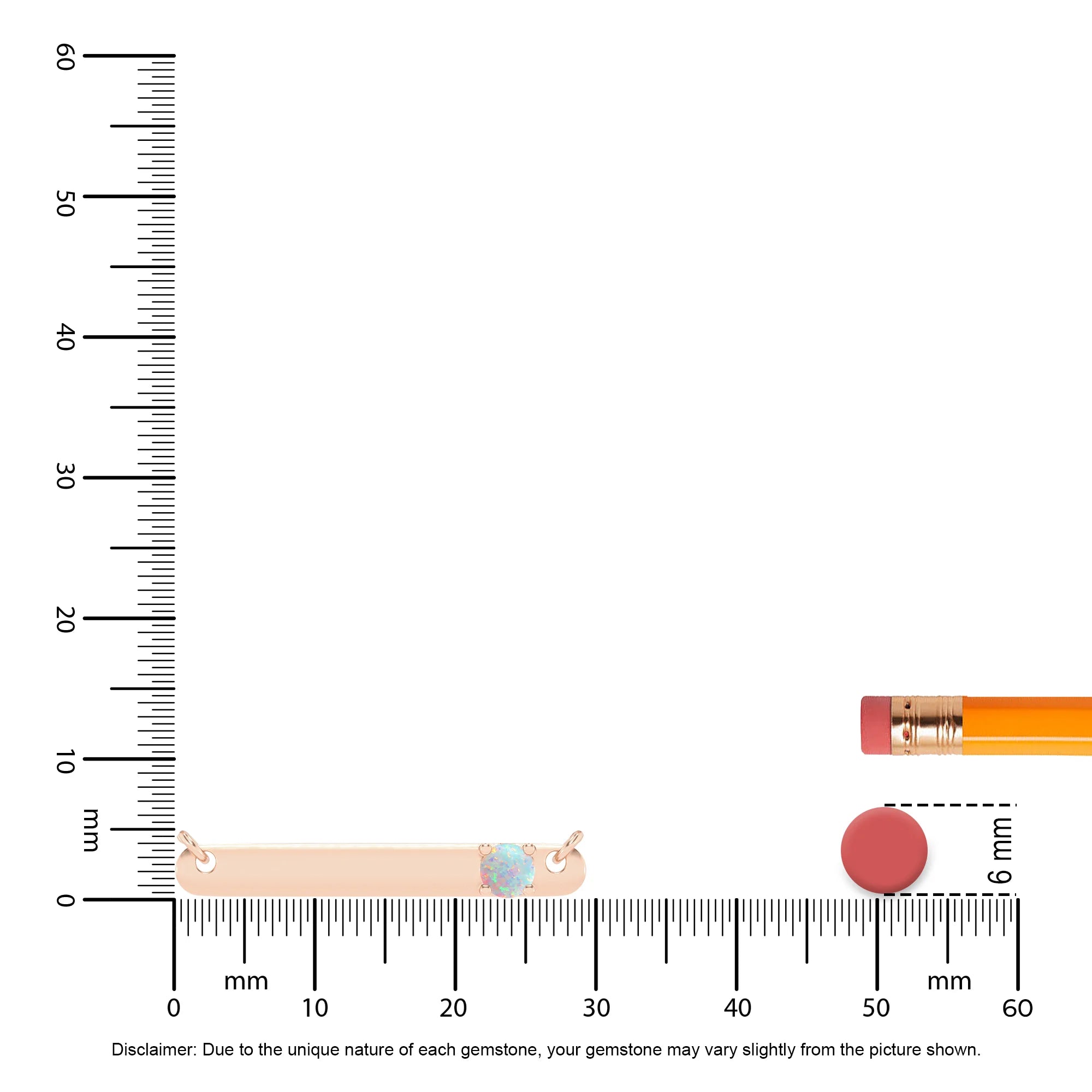 lab grown opal round bar v-bale necklaces in rose gold
