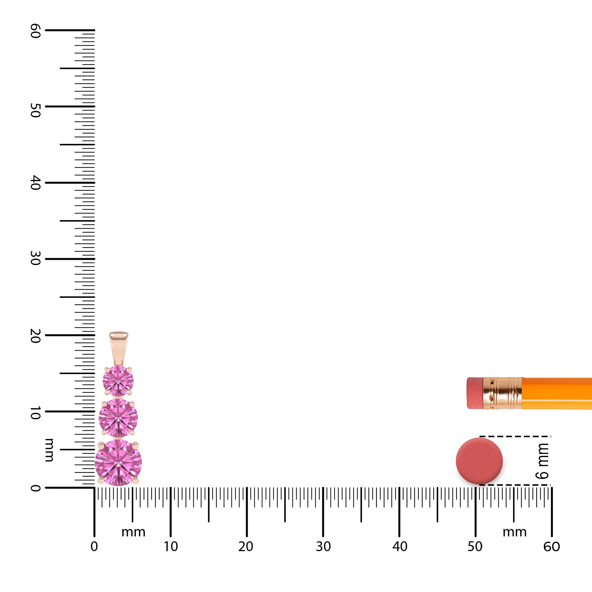 lab grown pink-sapphire round bar v-bale necklaces in rose gold