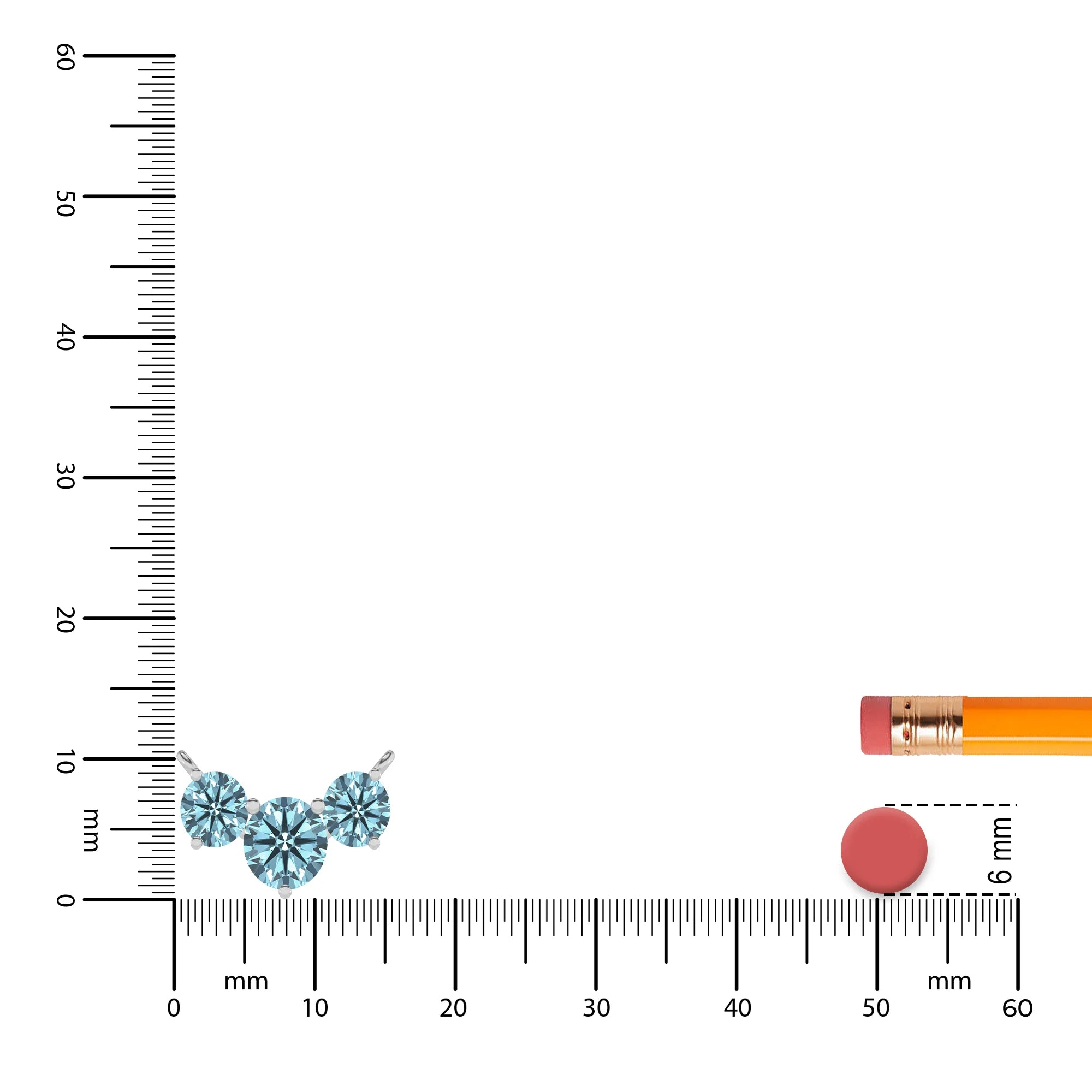 lab grown aquamarine round solitaire v-bale necklaces in sterling silver