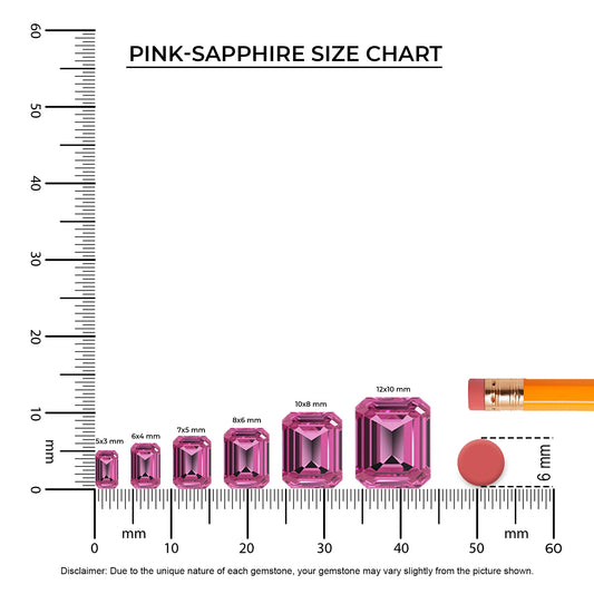 lab grown pink sapphire emerald cut solitaire necklaces in rose gold