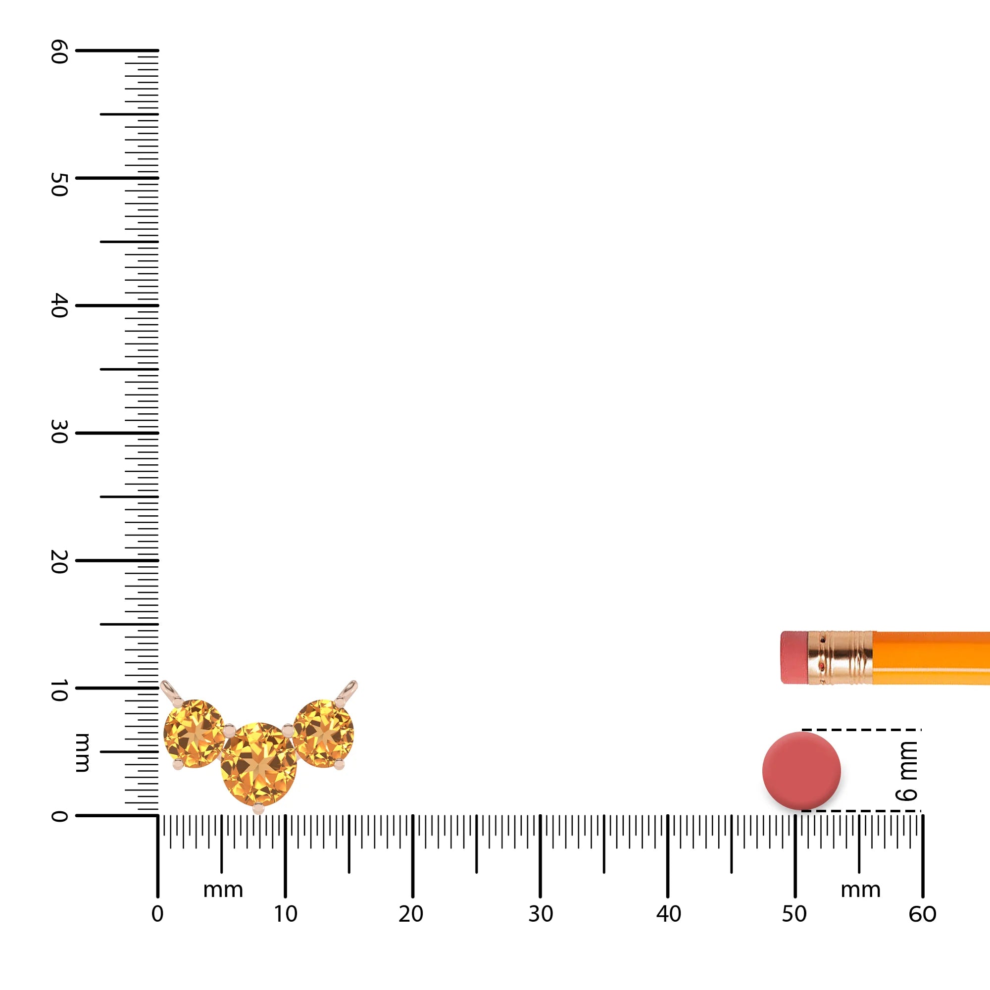 lab grown citrine round solitaire v-bale necklaces in rose gold