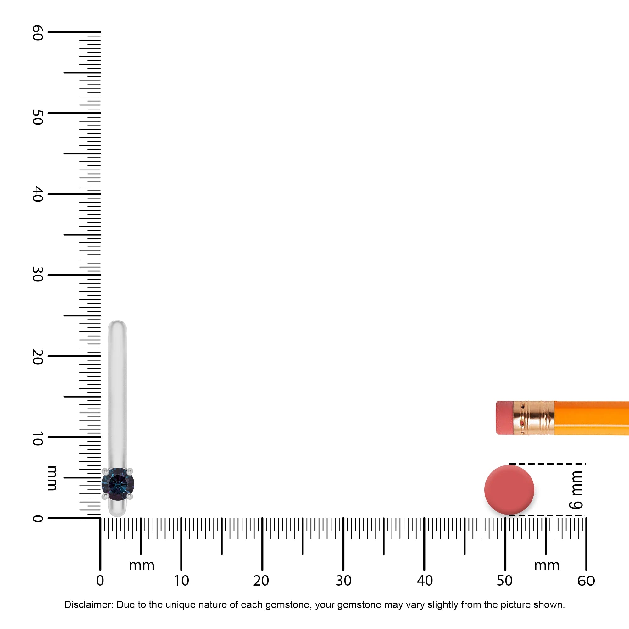 lab grown alexandrite round bar necklaces in white gold