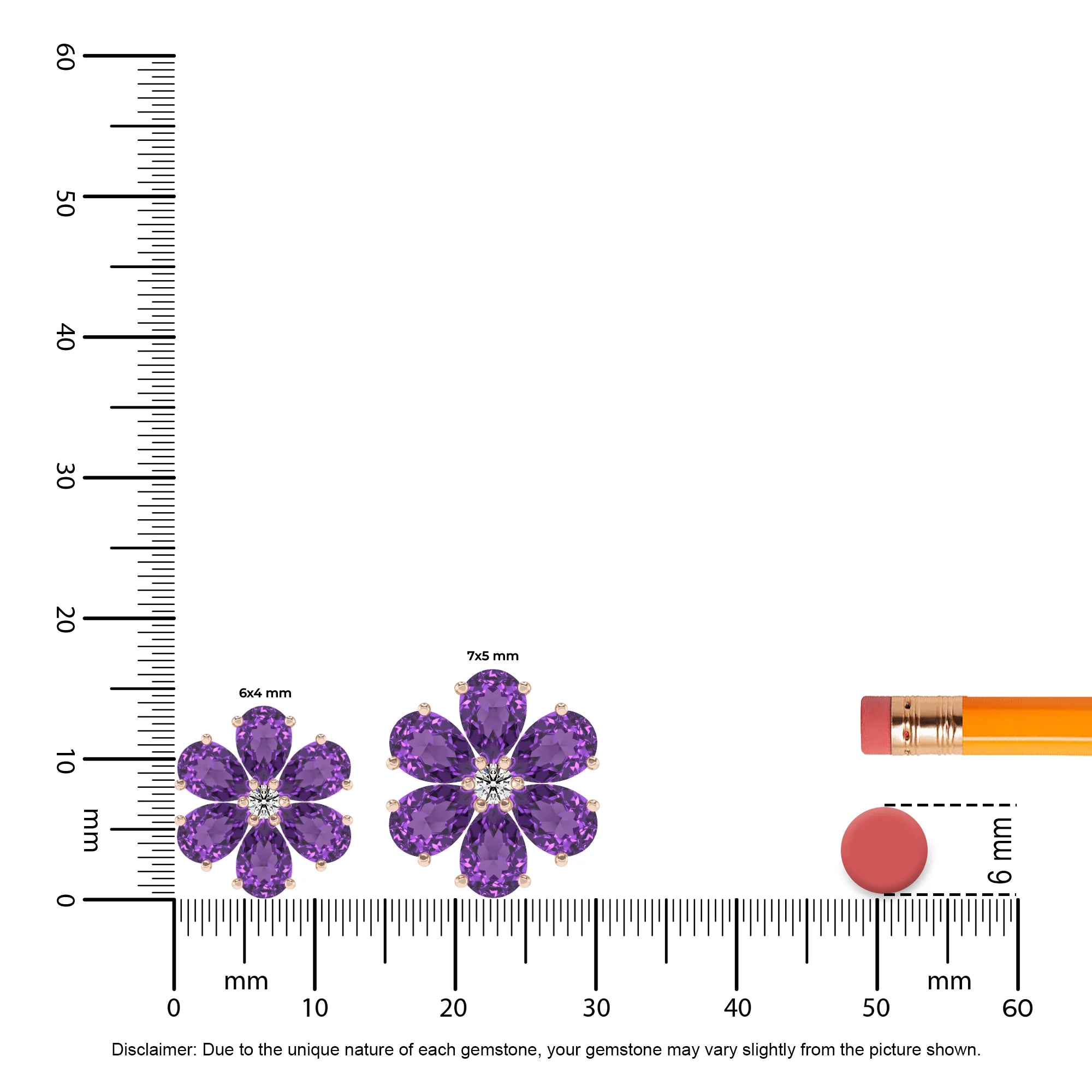 lab grown amethyst pear solitaire necklaces in rose gold