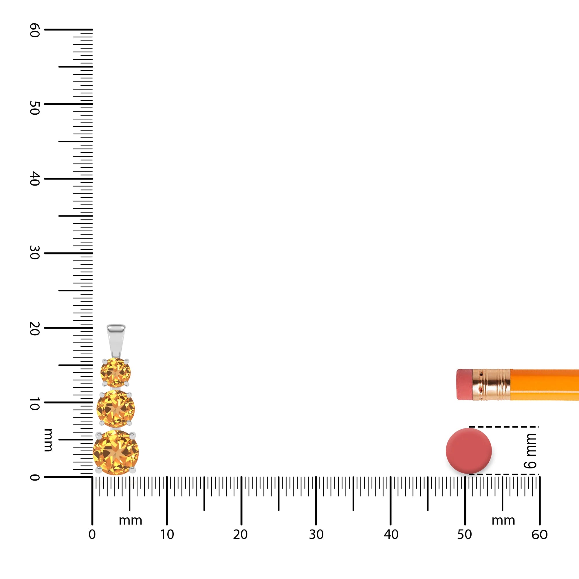 lab grown citrine round bar v-bale necklaces in platinum