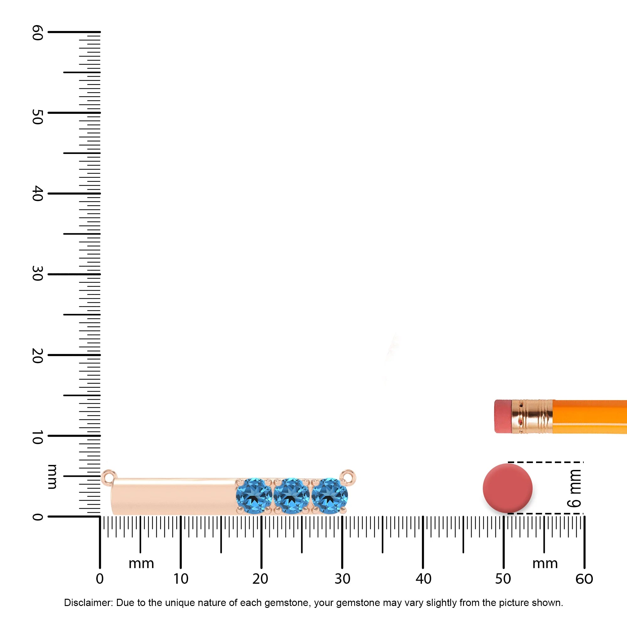 natural swiss-blue-topaz round bar v-bale necklaces in rose gold