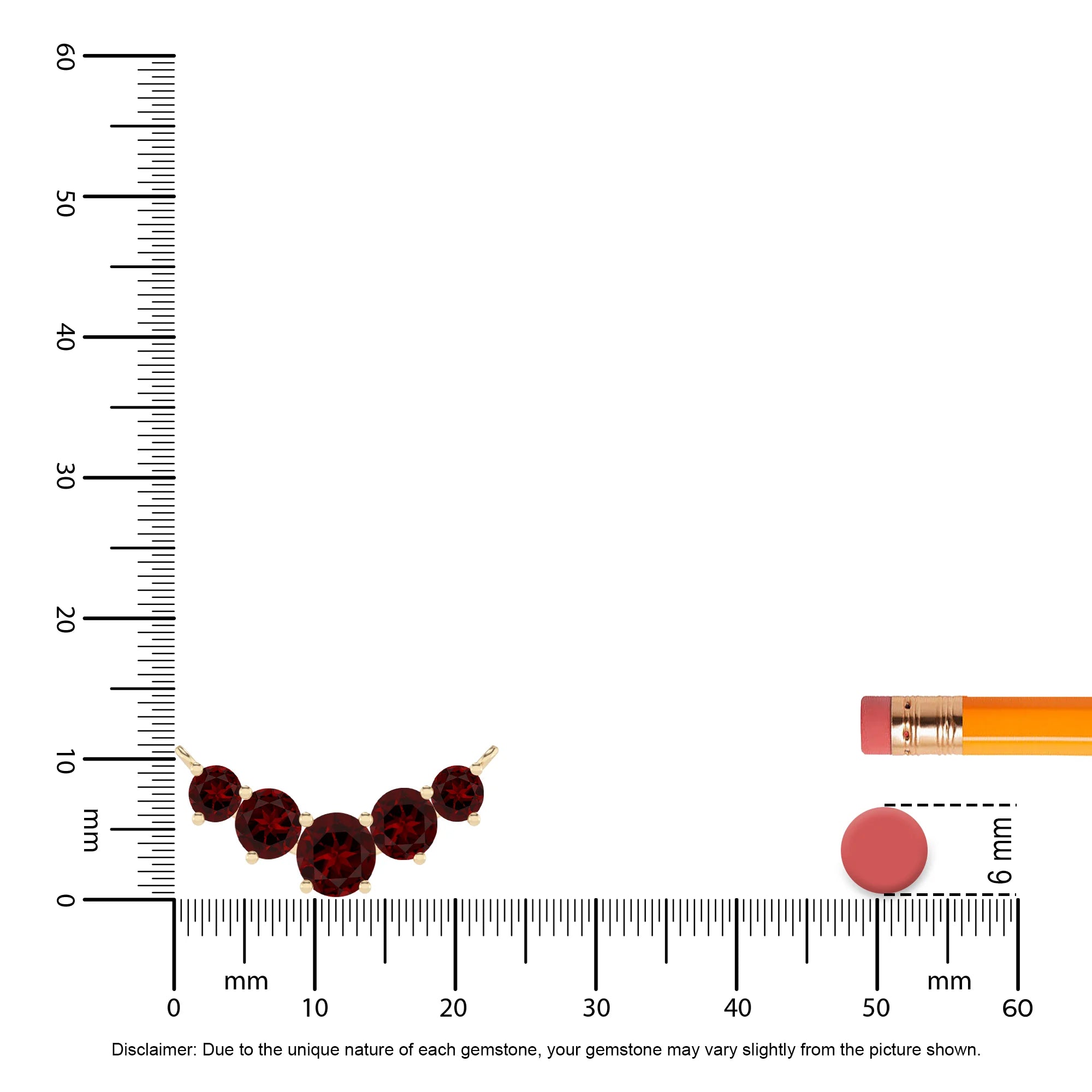 natural garnet round bar necklaces in yellow gold