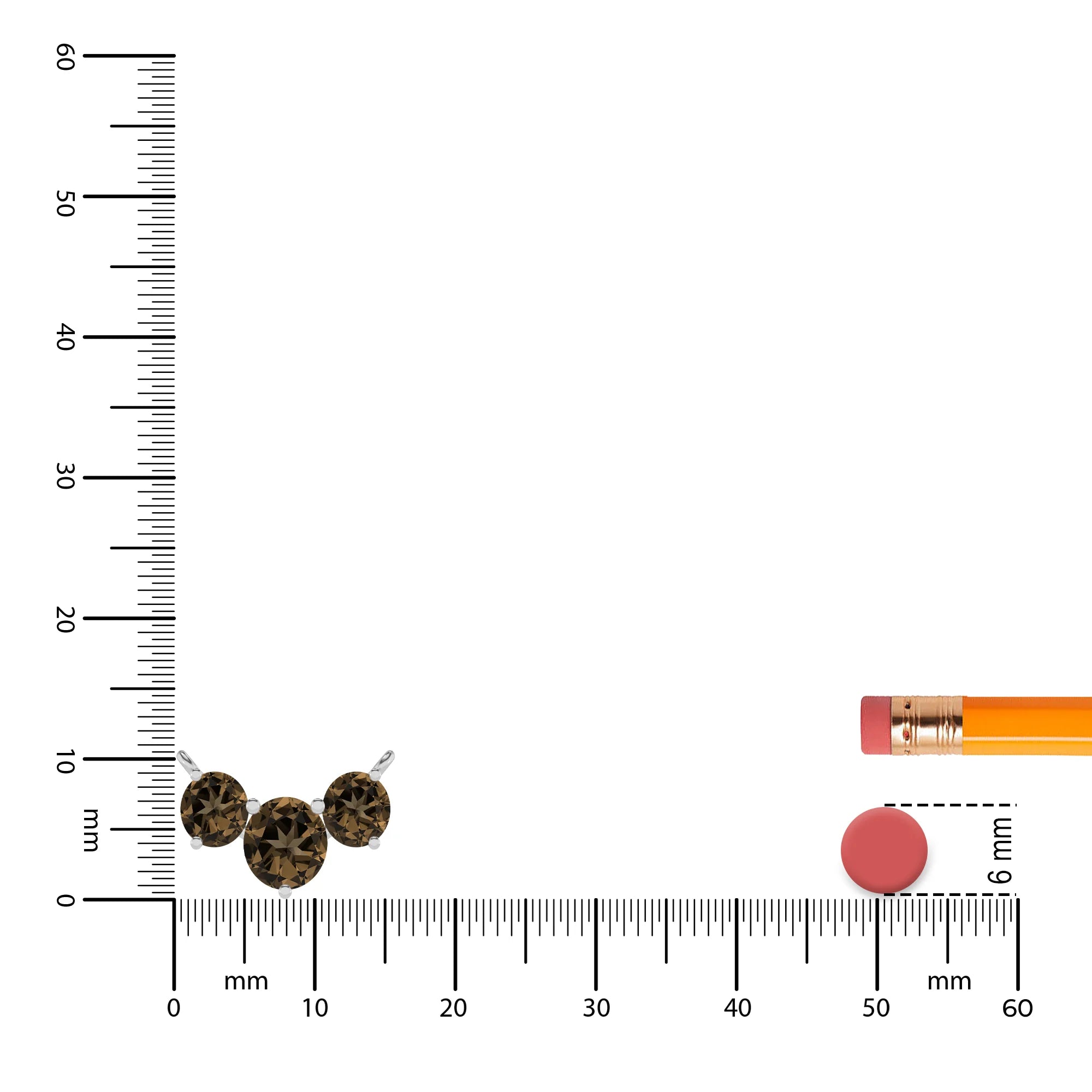 natural smoky-quartz round solitaire v-bale necklaces in white gold