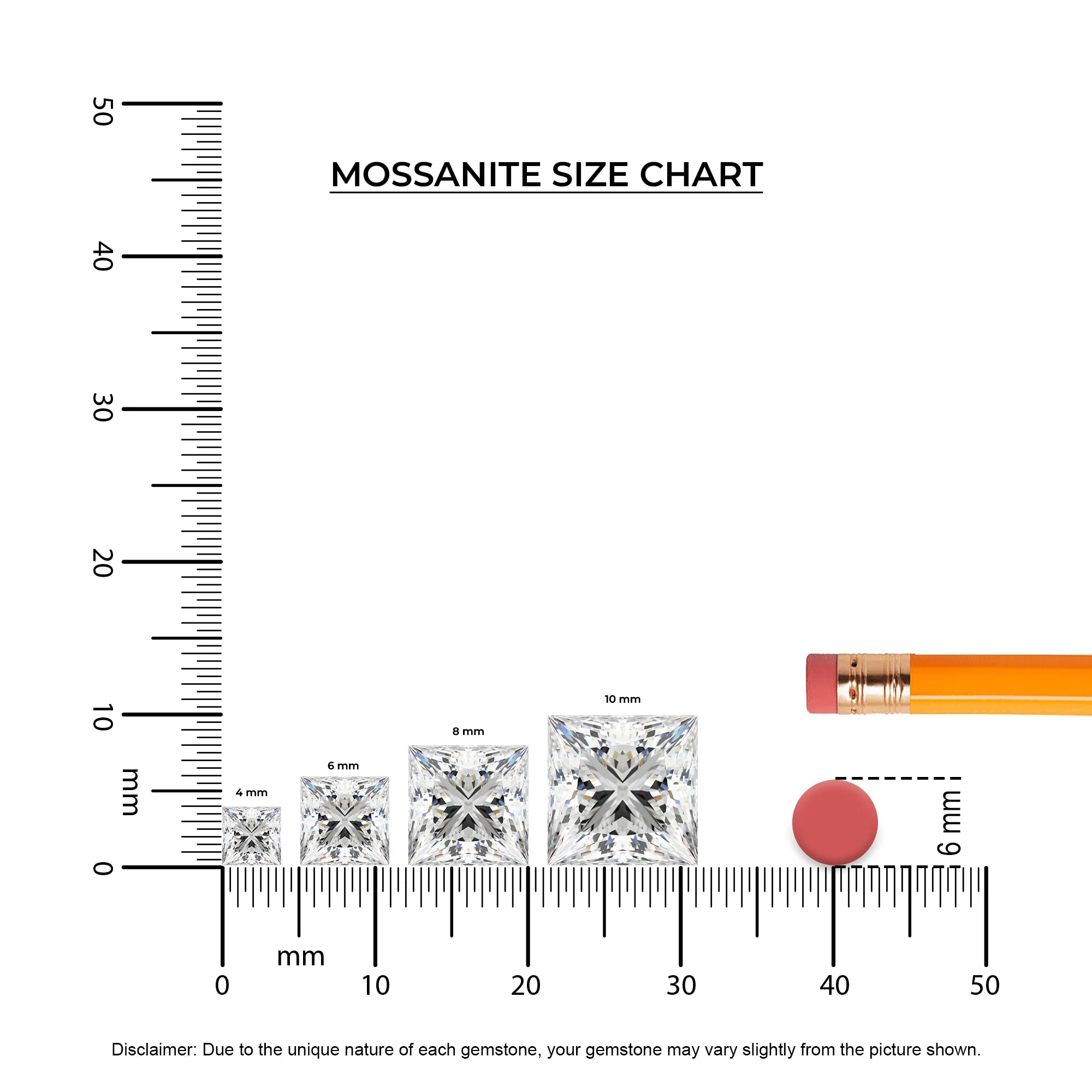 lab grown moissanite princess stud earrings in sterling silver