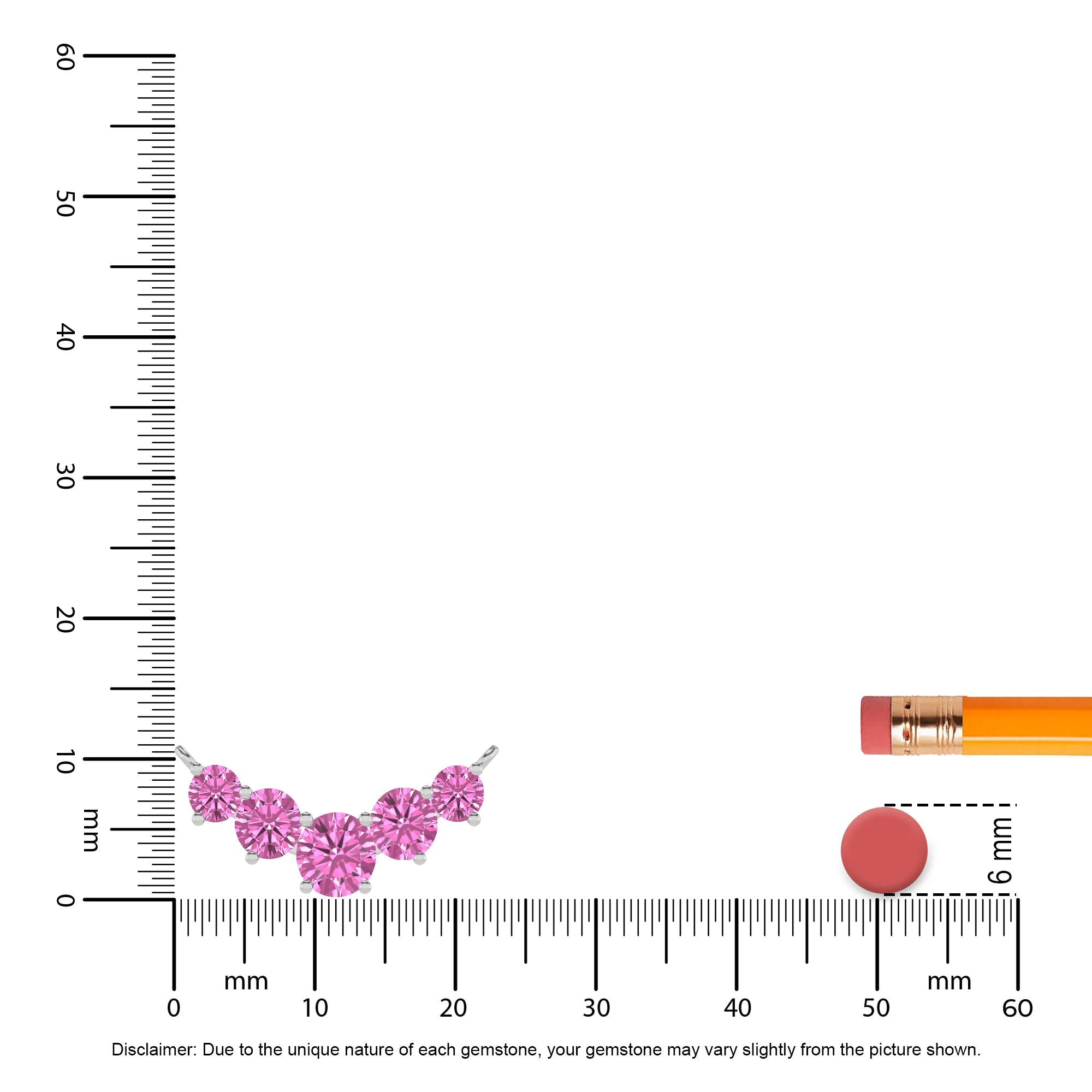 lab grown pink-sapphire round bar necklaces in sterling silver