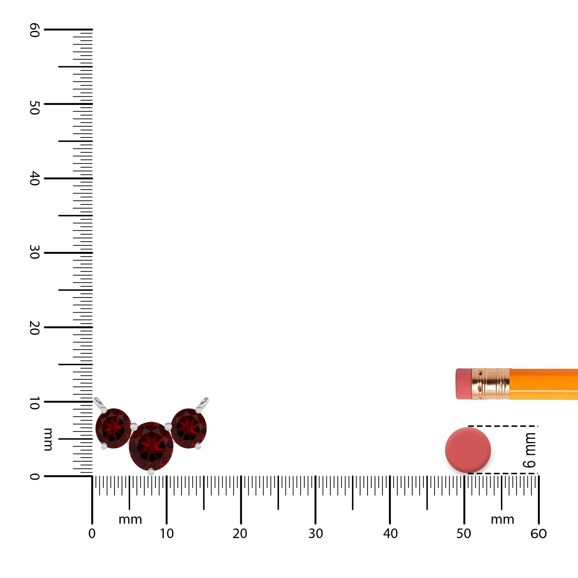 natural garnet round solitaire v-bale necklaces in sterling silver