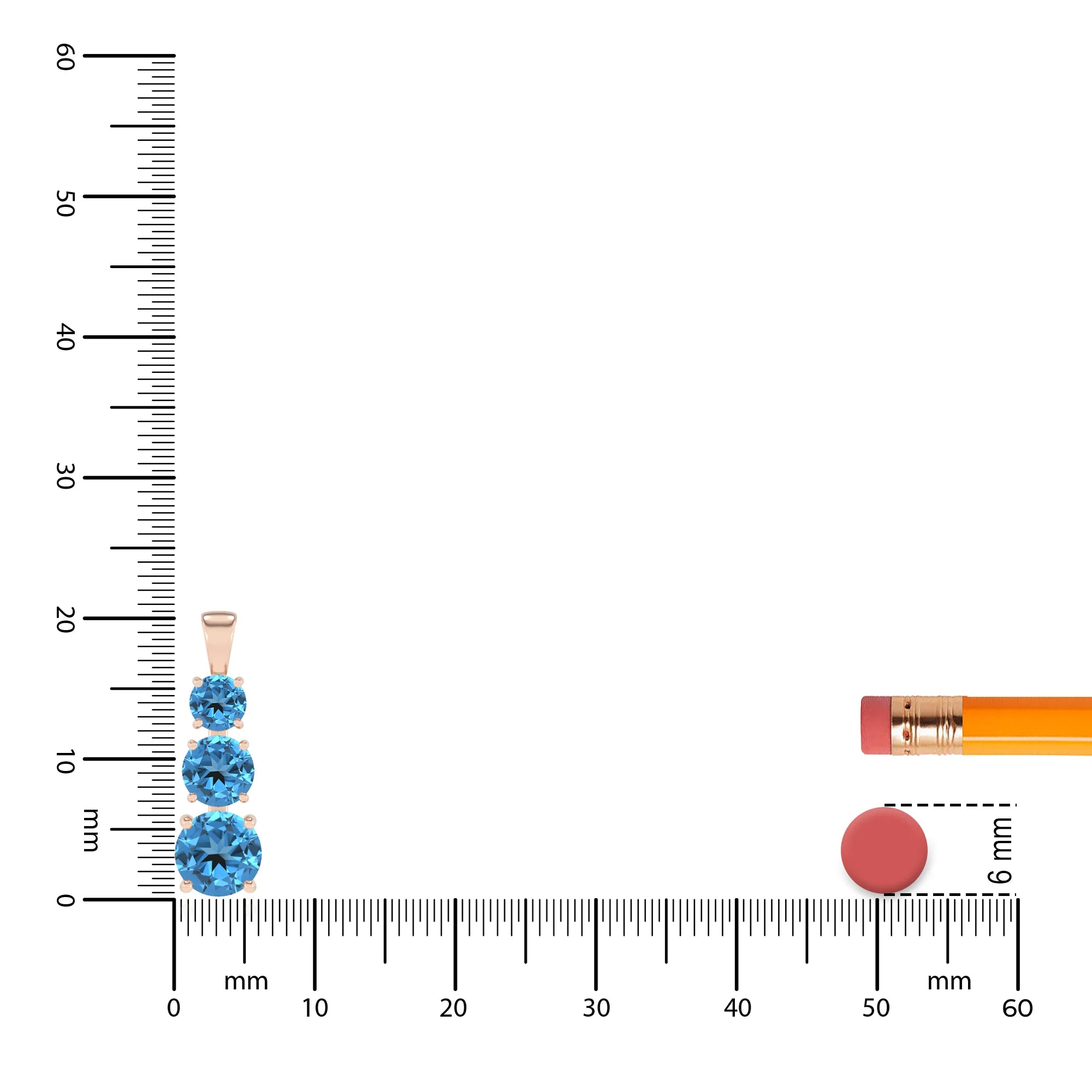 natural swiss-blue-topaz round bar v-bale necklaces in rose gold