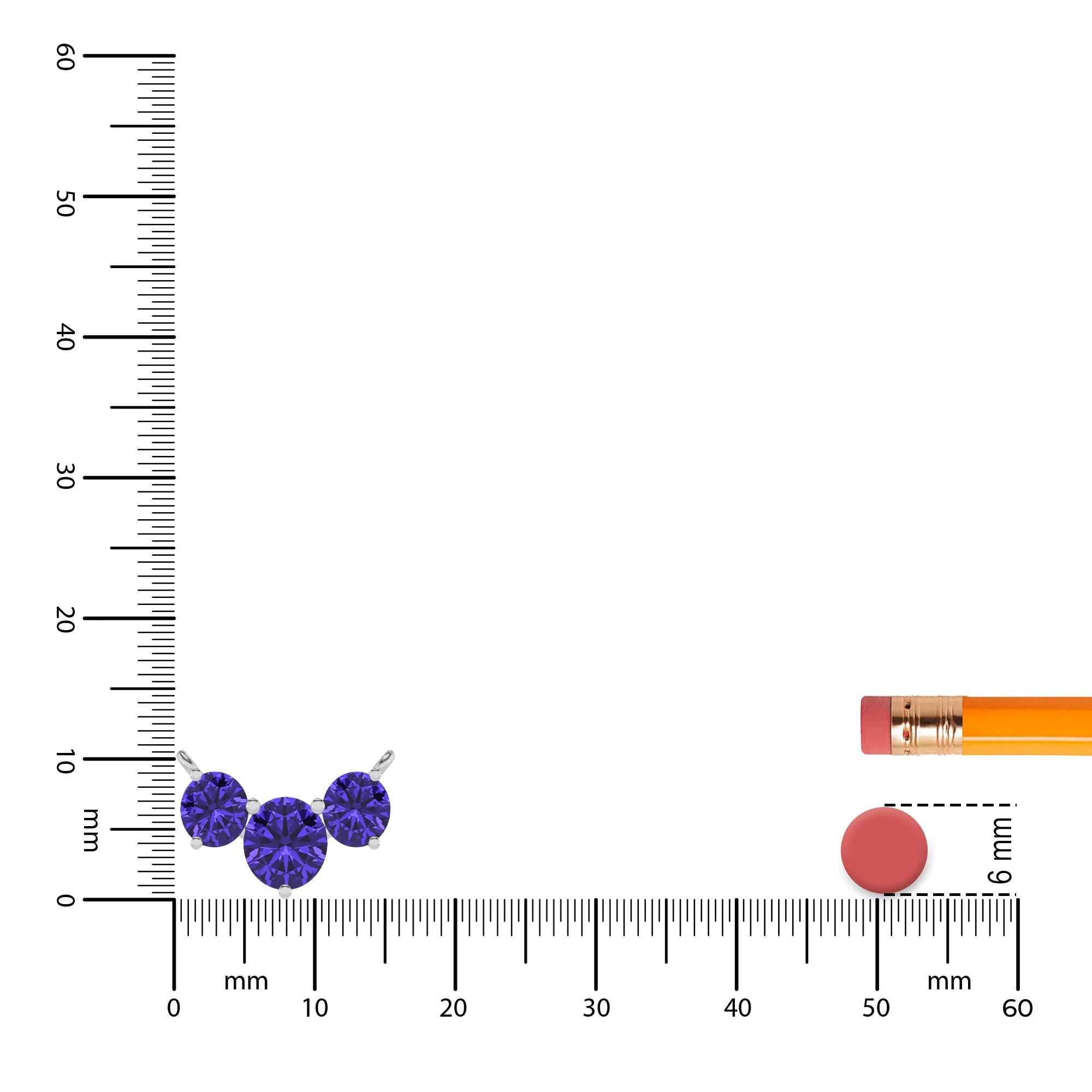 lab grown tanzanite round solitaire v-bale necklaces in white gold