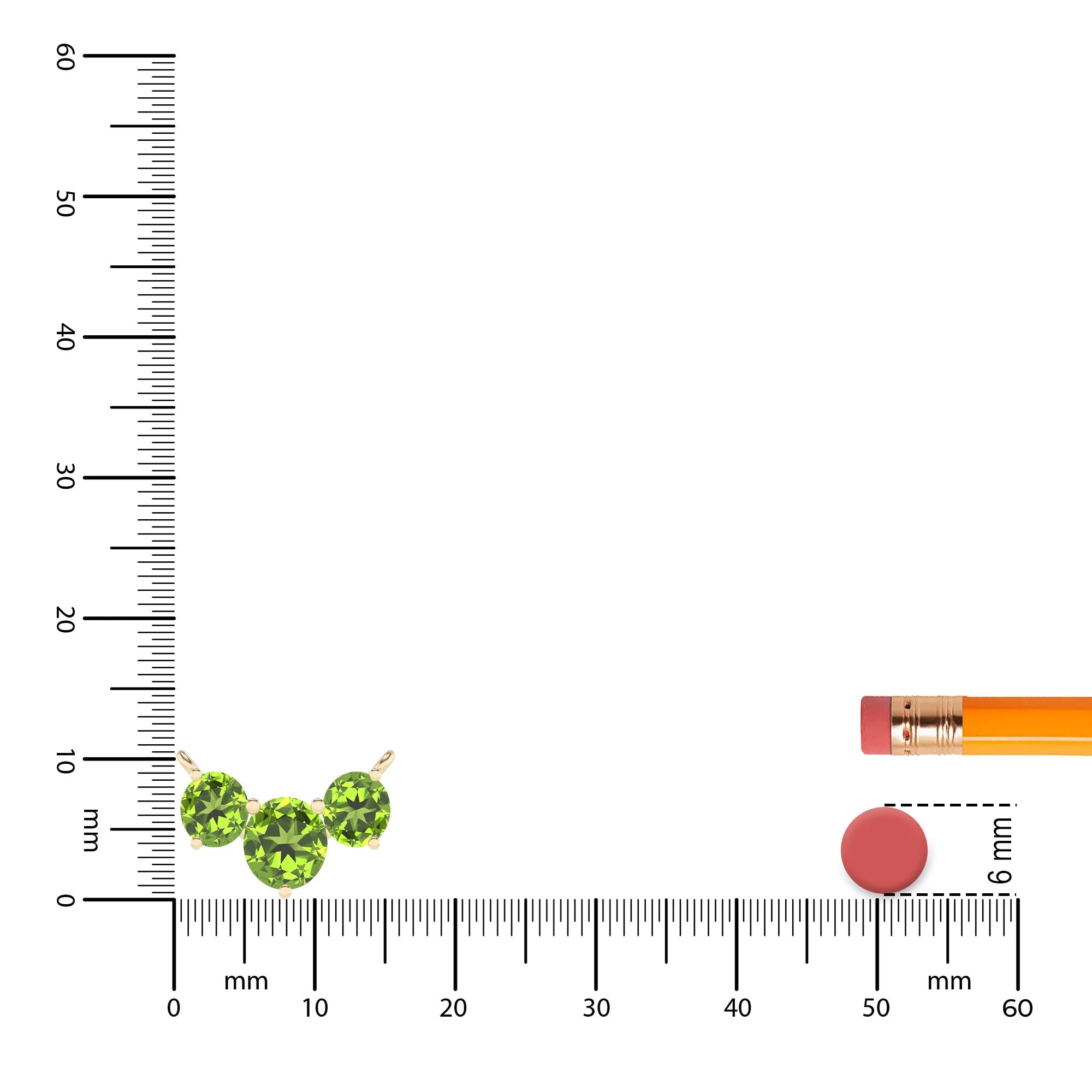 natural peridot round solitaire v-bale necklaces in yellow gold