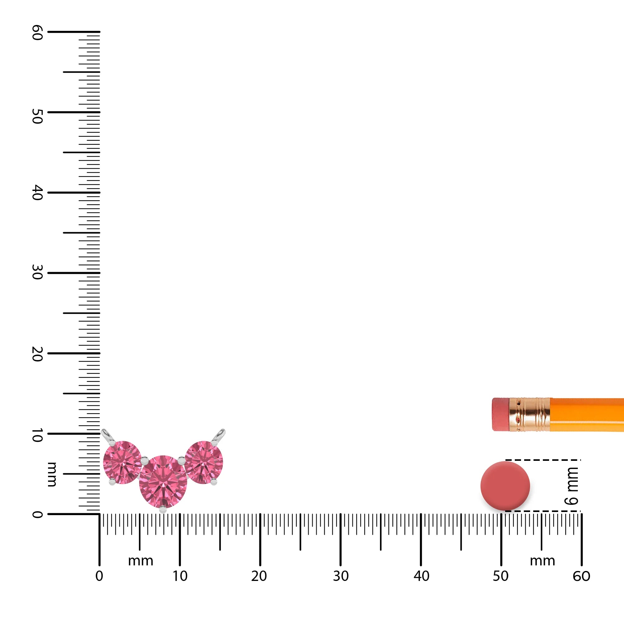 lab grown pink-tourmaline round solitaire v-bale necklaces in white gold