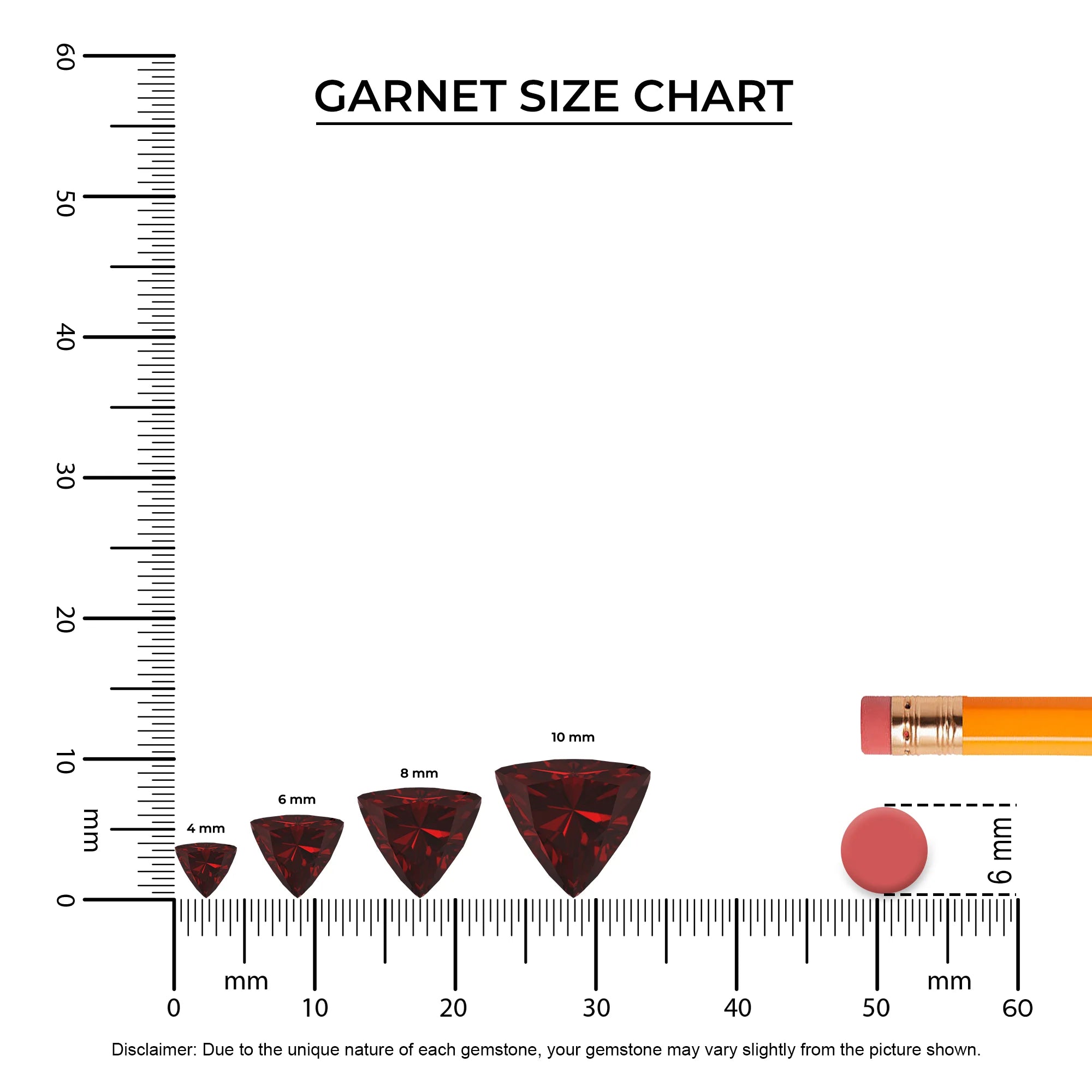 natural garnet trillion solitaire necklaces in white gold