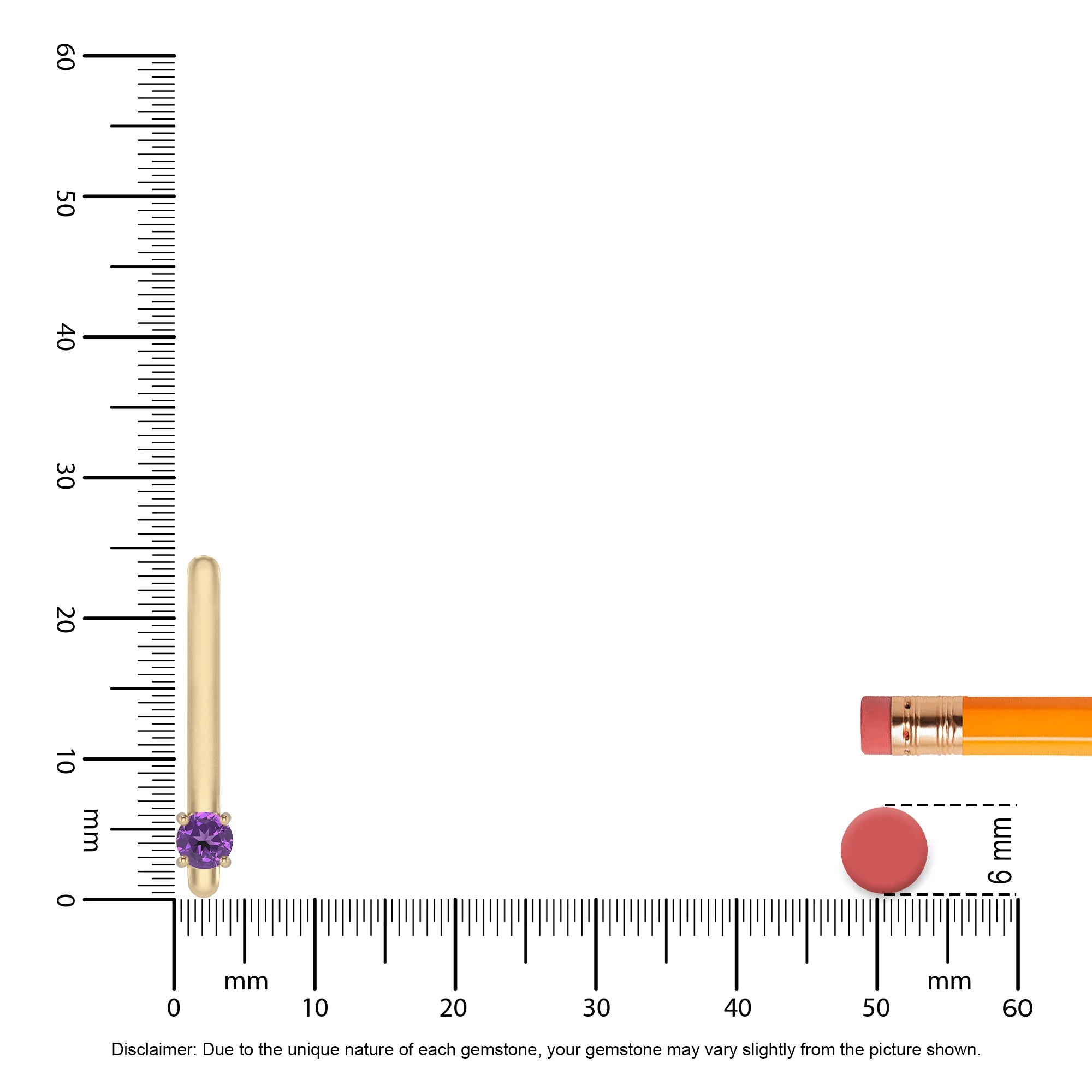 lab grown amethyst round bar necklaces in yellow gold
