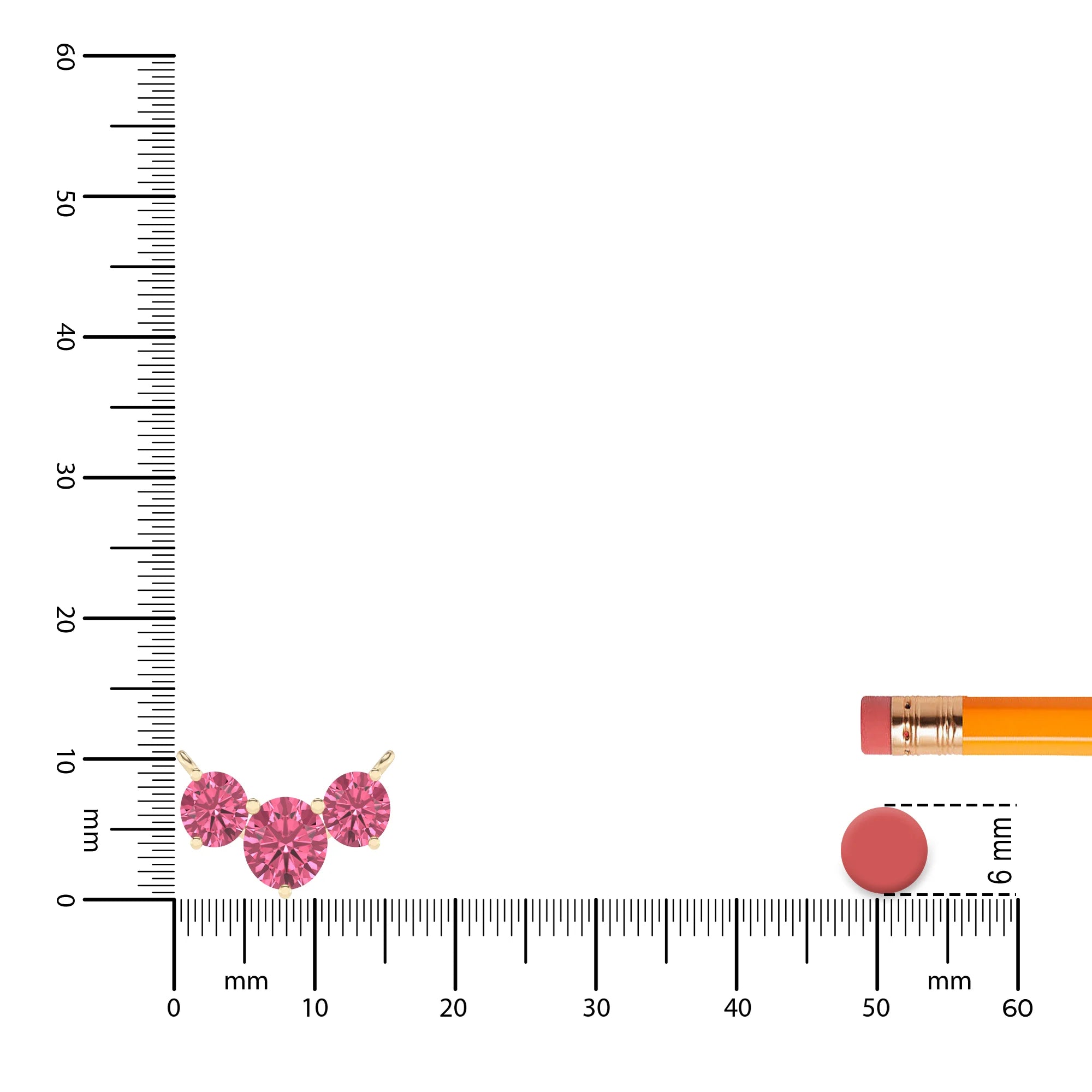 lab grown pink-tourmaline round solitaire v-bale necklaces in yellow gold