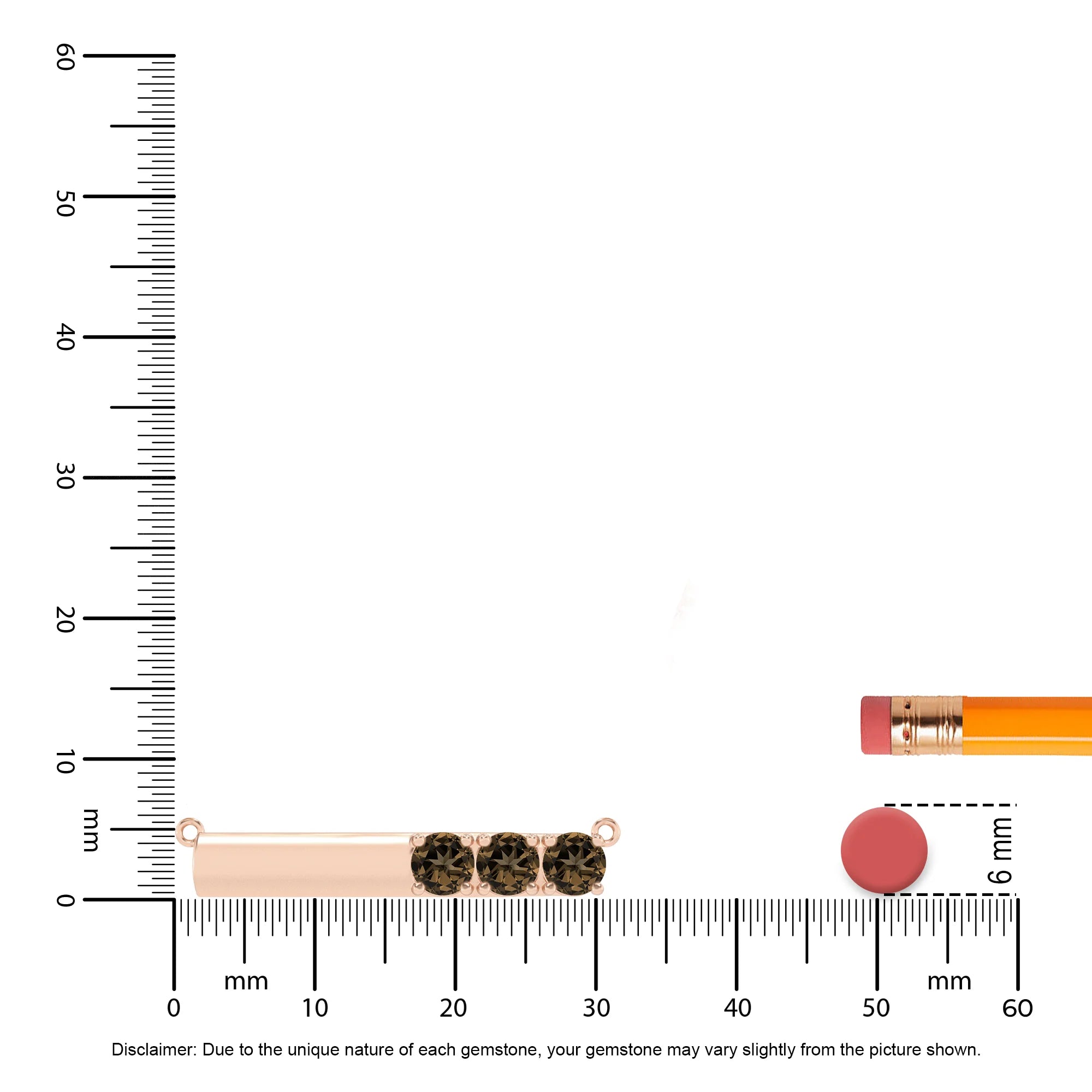 natural smoky-quartz round bar v-bale necklaces in rose gold