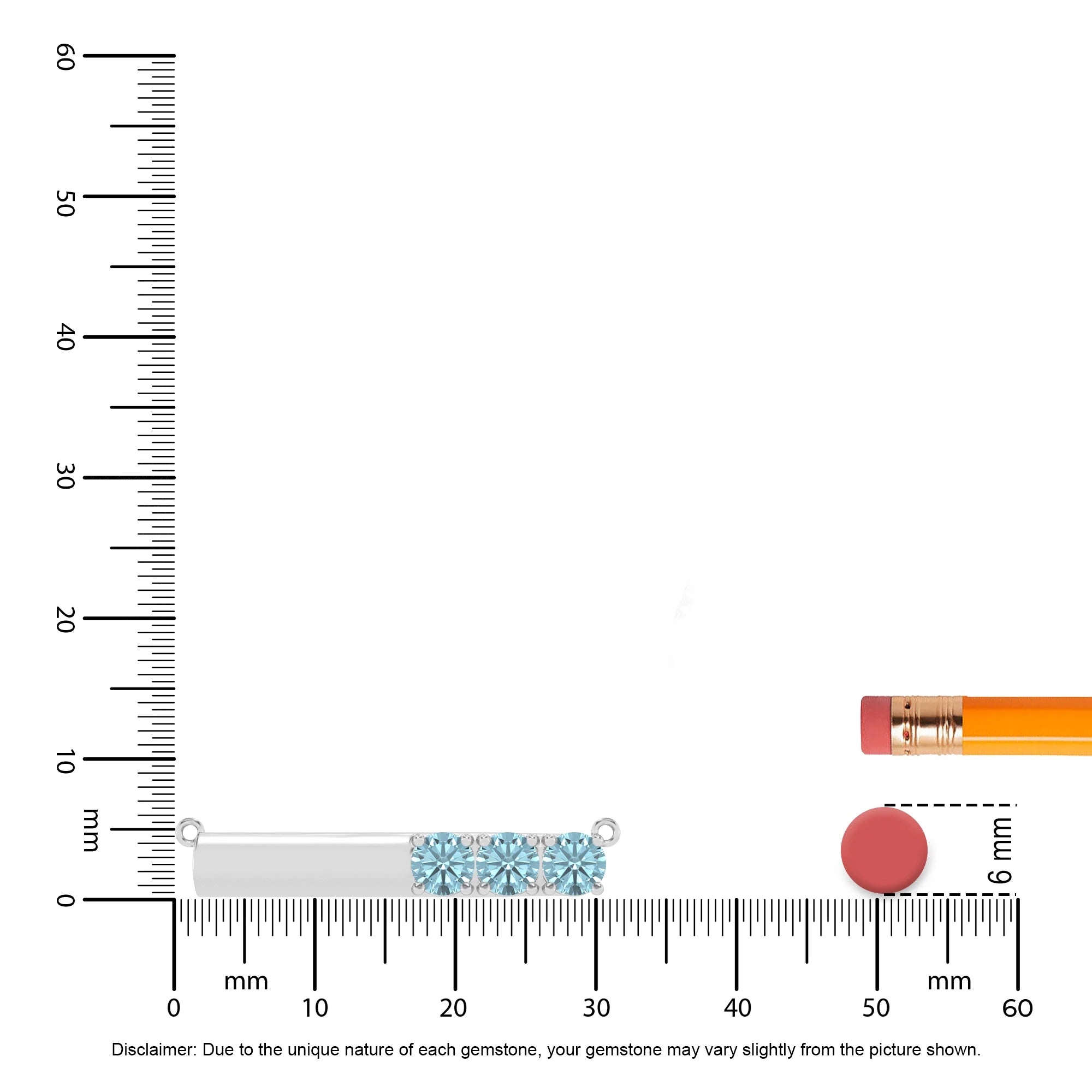 lab grown aquamarine round bar v-bale necklaces in platinum