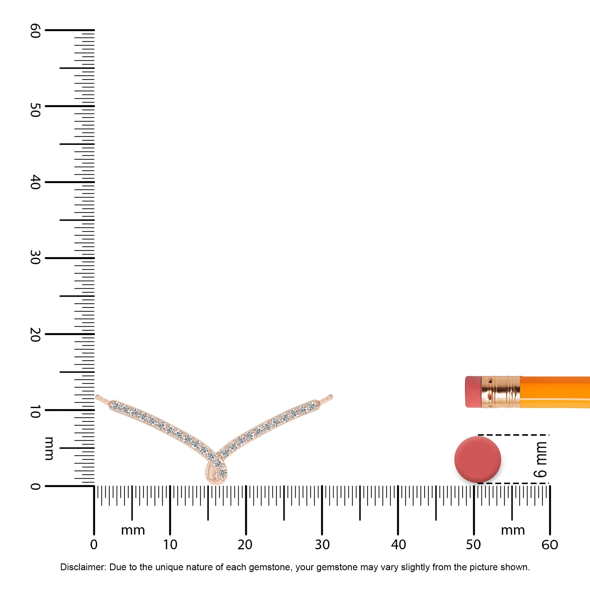 lab grown diamond round bar v-bale necklaces in rose gold