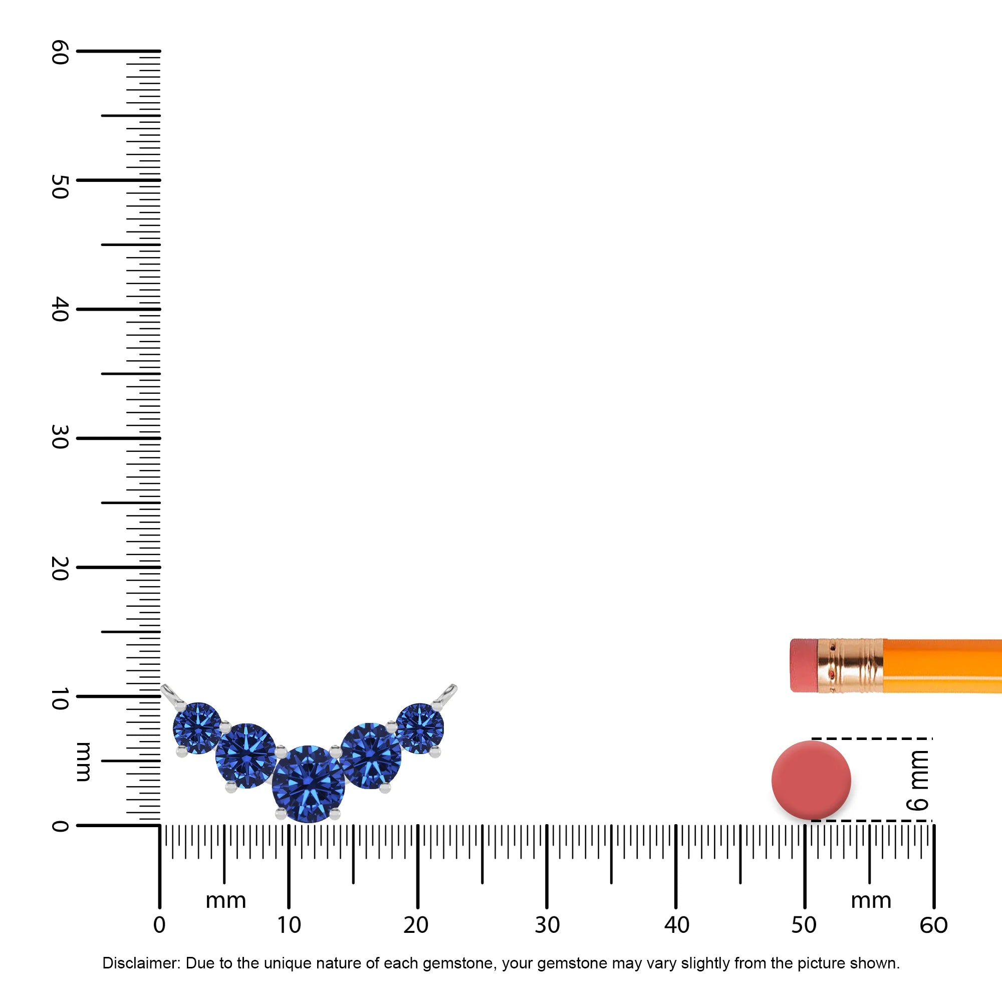lab grown blue-sapphire round bar necklaces in white gold