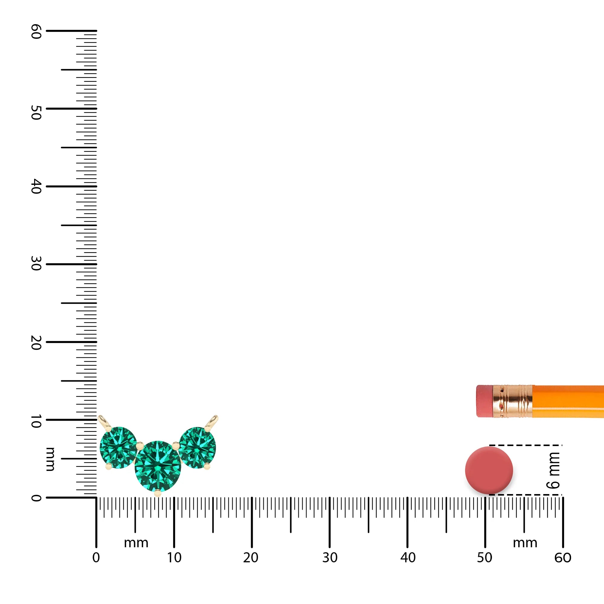 lab grown emerald round solitaire v-bale necklaces in yellow gold