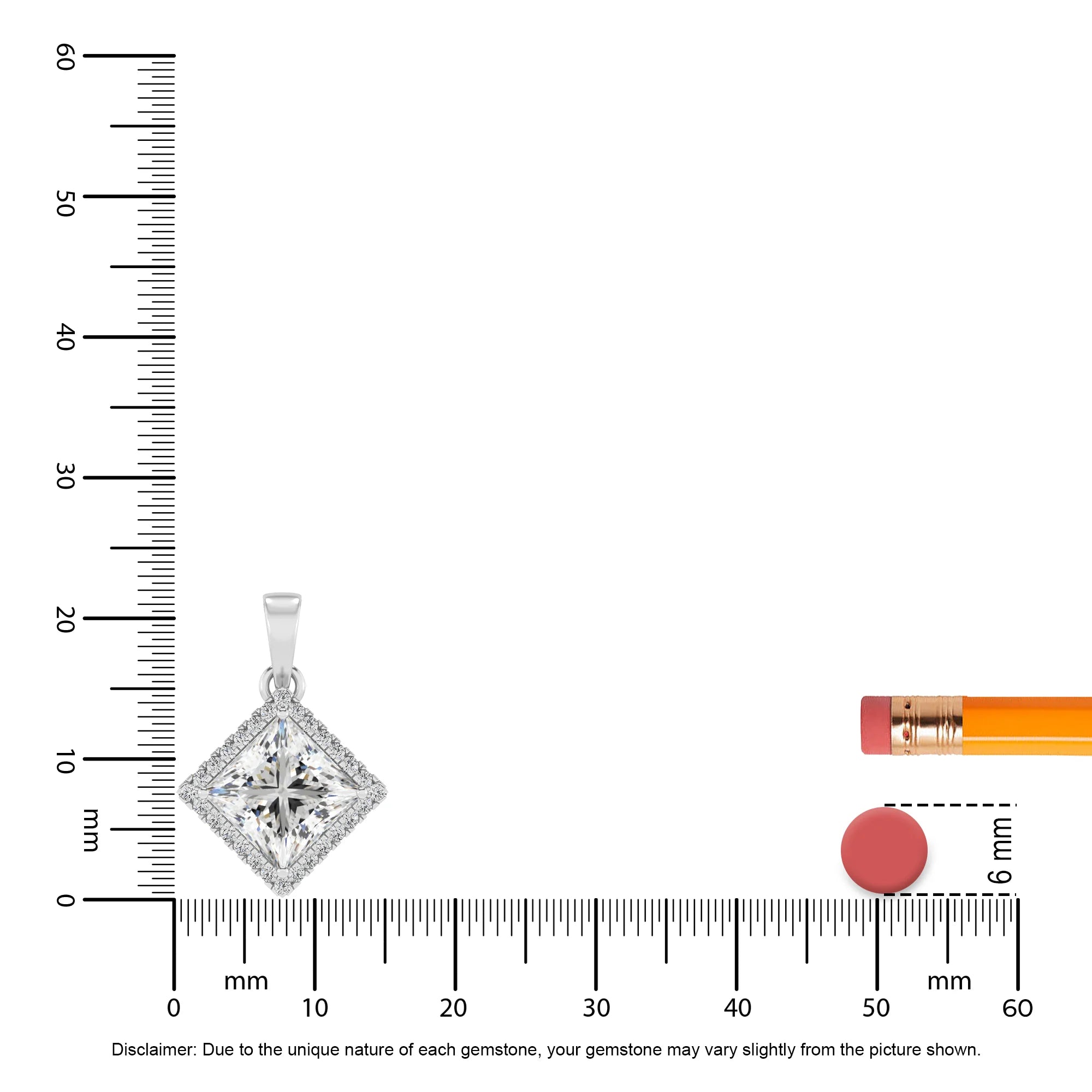 lab grown moissanite princess solitaire necklaces in white gold