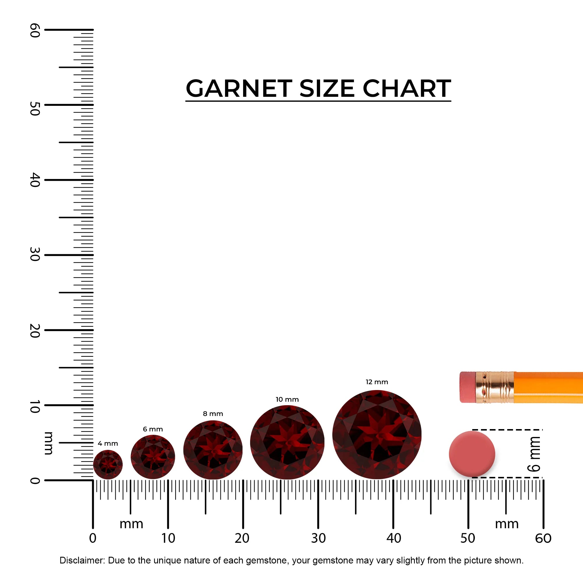 natural garnet round stud earrings in rose gold