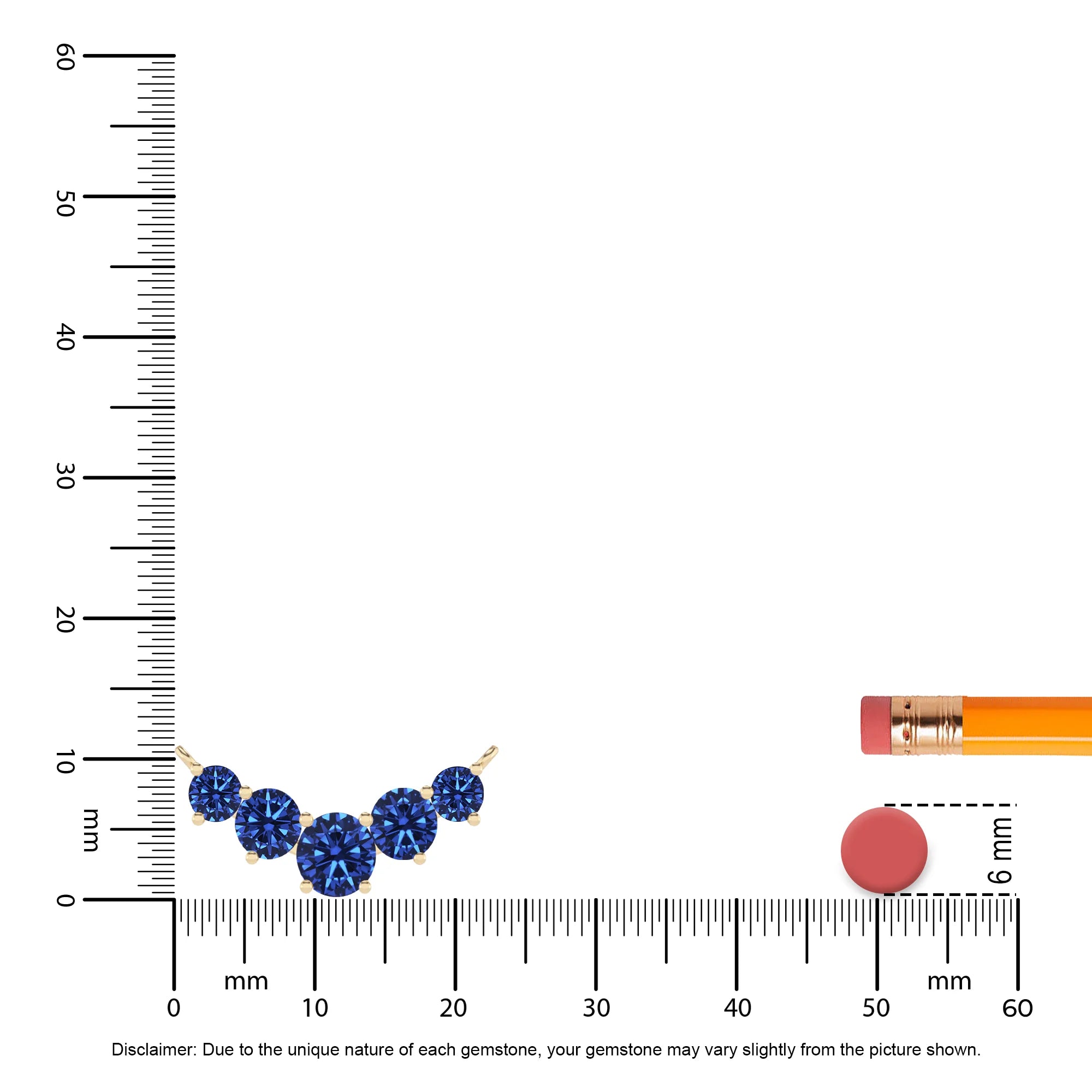 lab grown blue-sapphire round bar necklaces in yellow gold