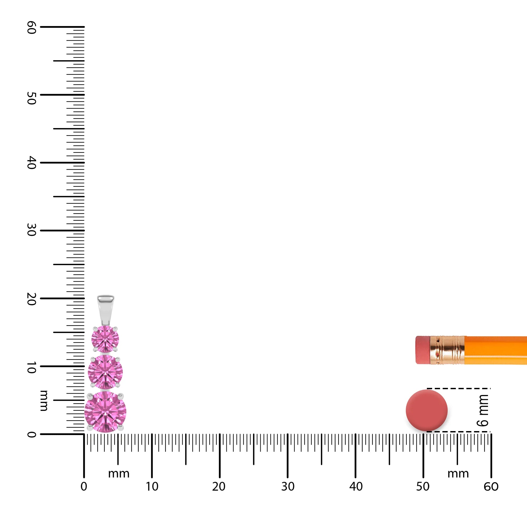 lab grown pink-sapphire round bar v-bale necklaces in platinum