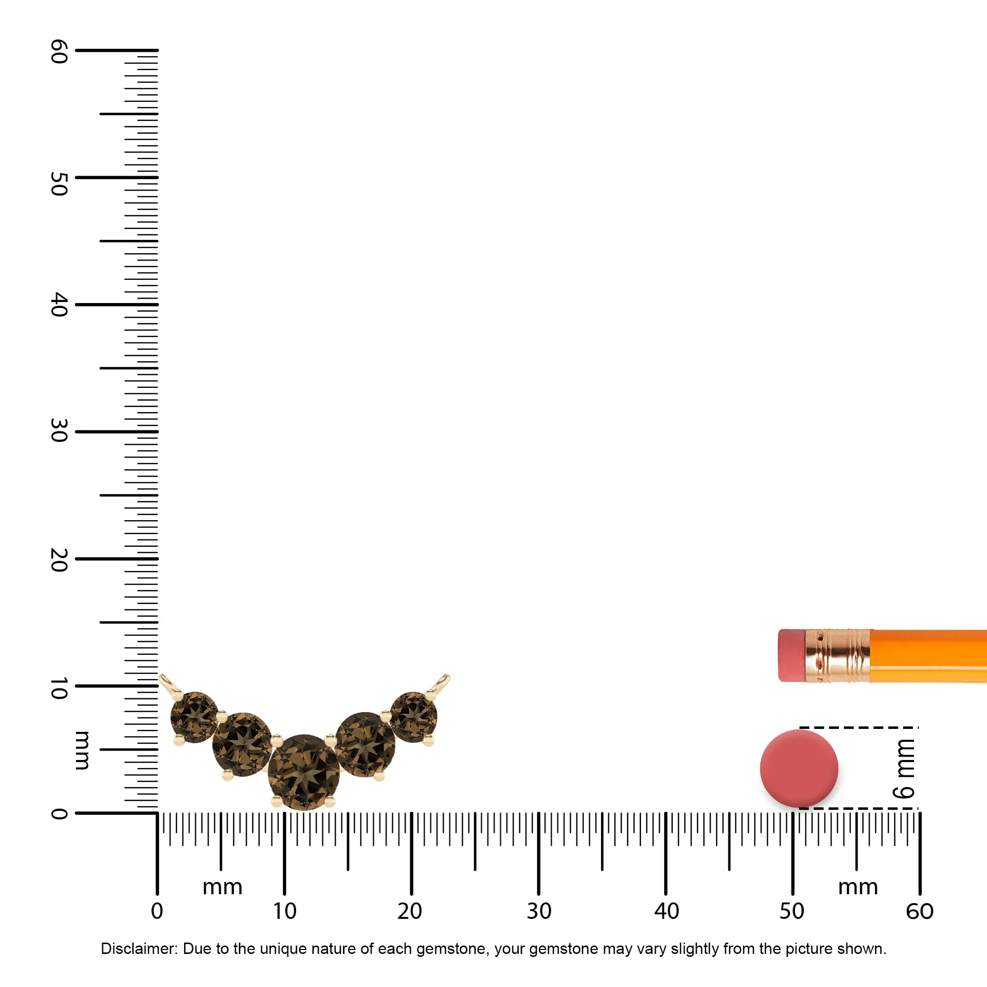 natural smoky-quartz round bar necklaces in yellow gold