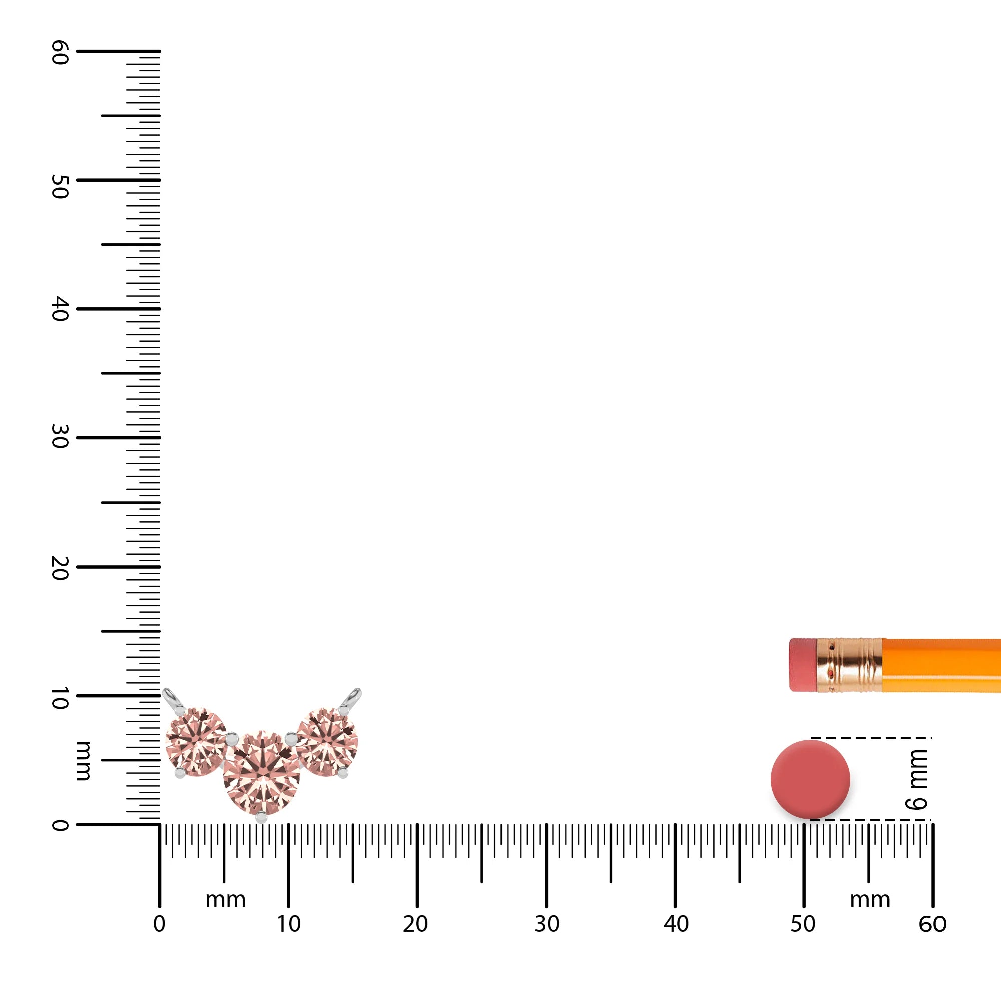 lab grown morganite round solitaire v-bale necklaces in sterling silver