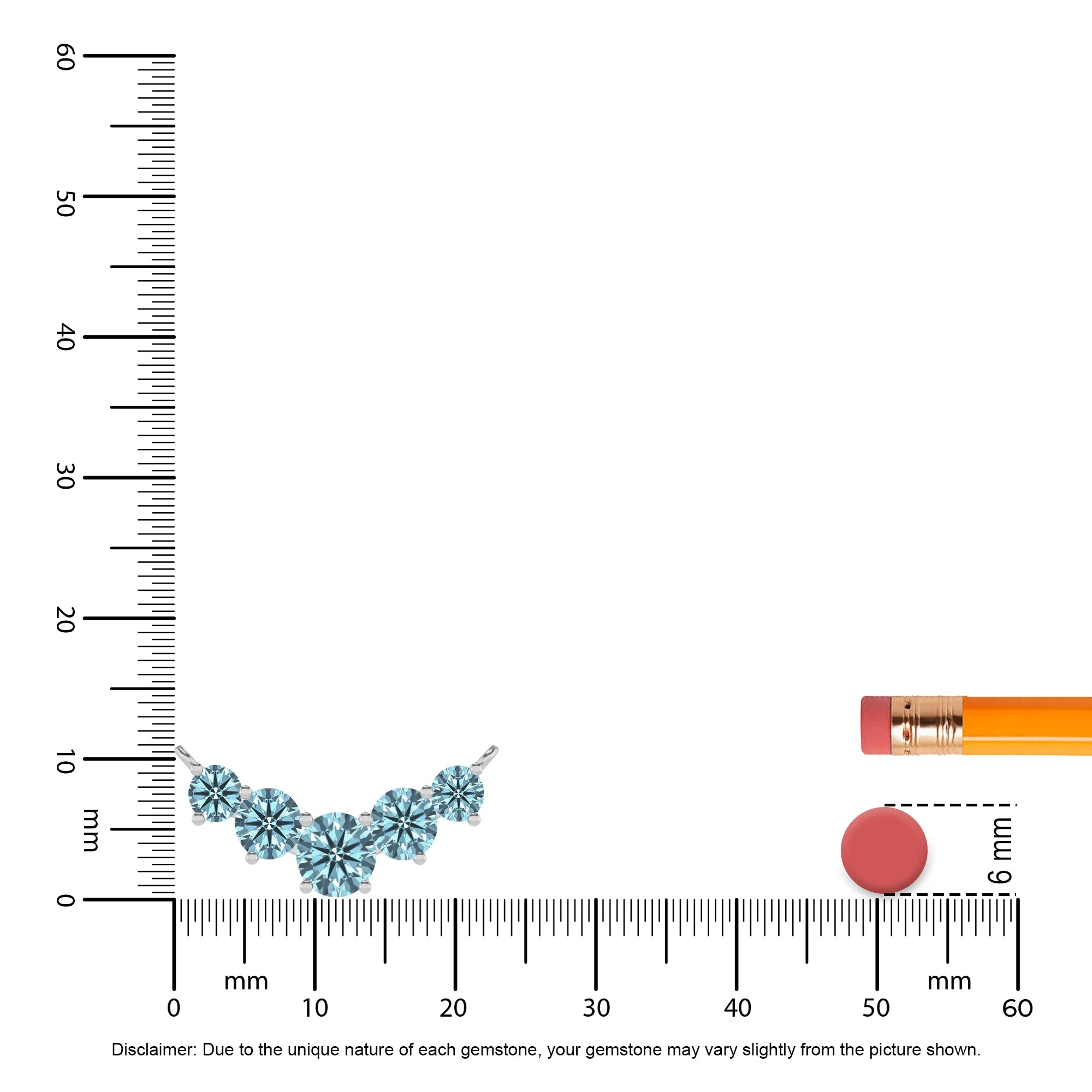 lab grown aquamarine round bar necklaces in platinum